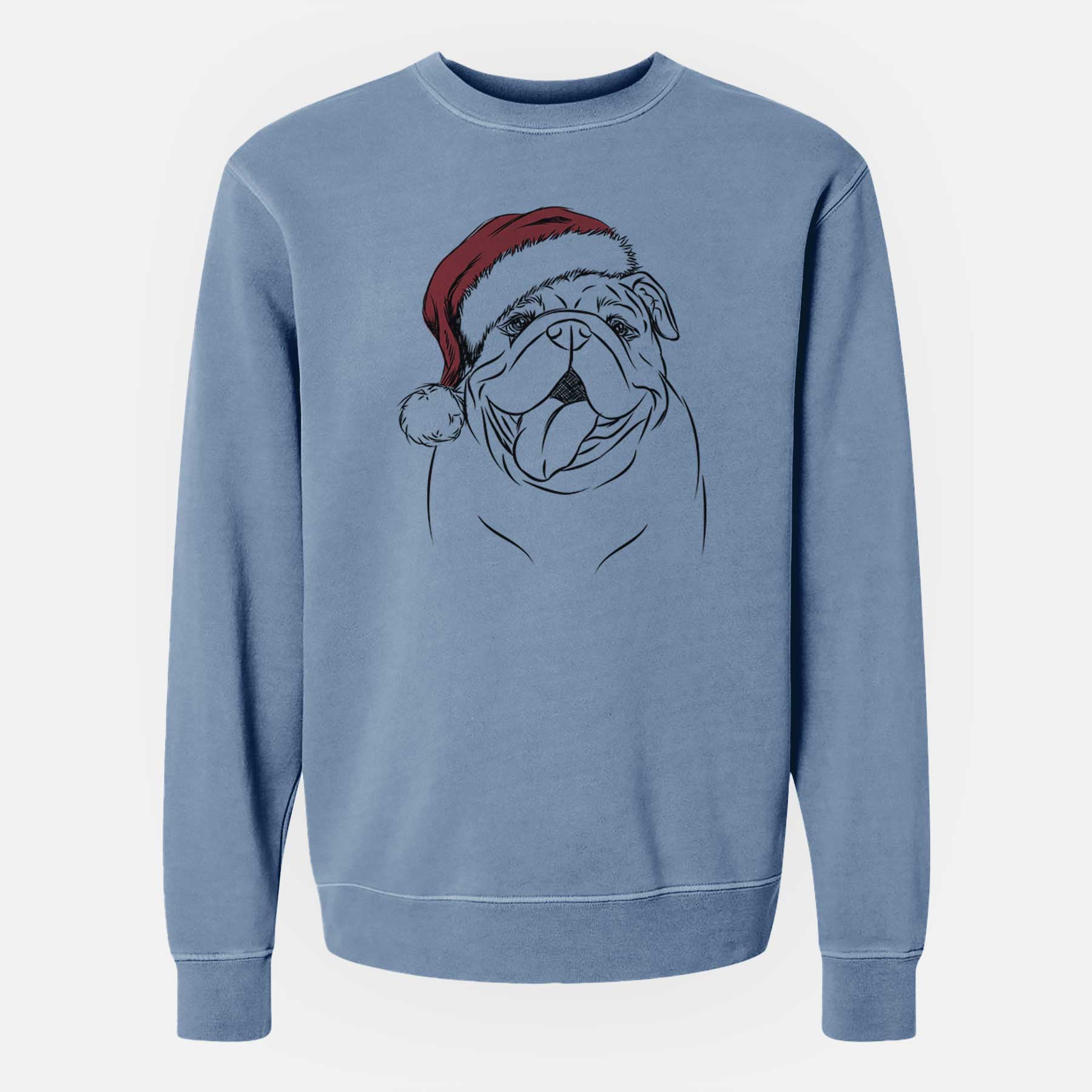 Santa Missy Moo the English Bulldog - Unisex Pigment Dyed Crew Sweatshirt