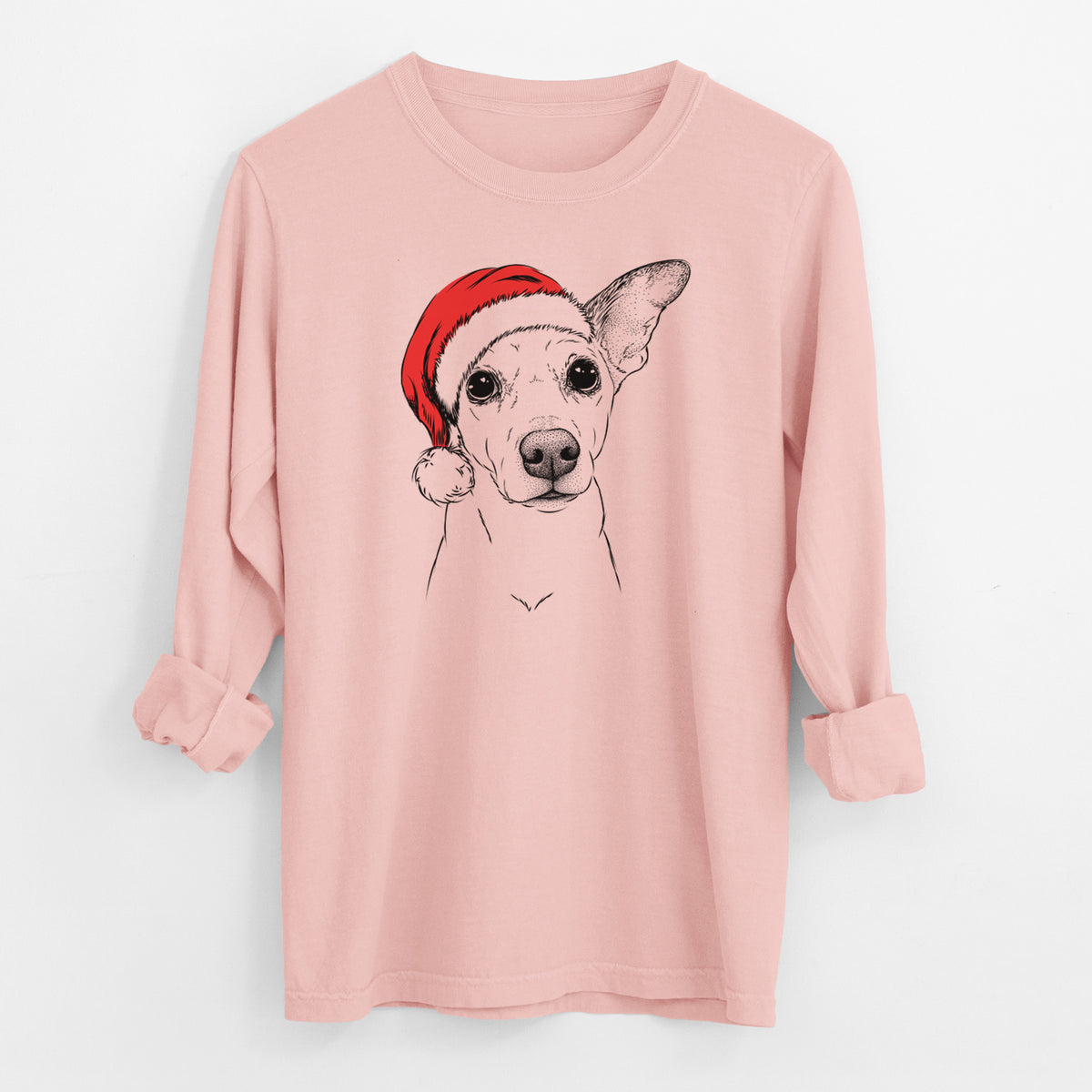 Santa Molly the Jack Russell Terrier - Men's Heavyweight 100% Cotton Long Sleeve