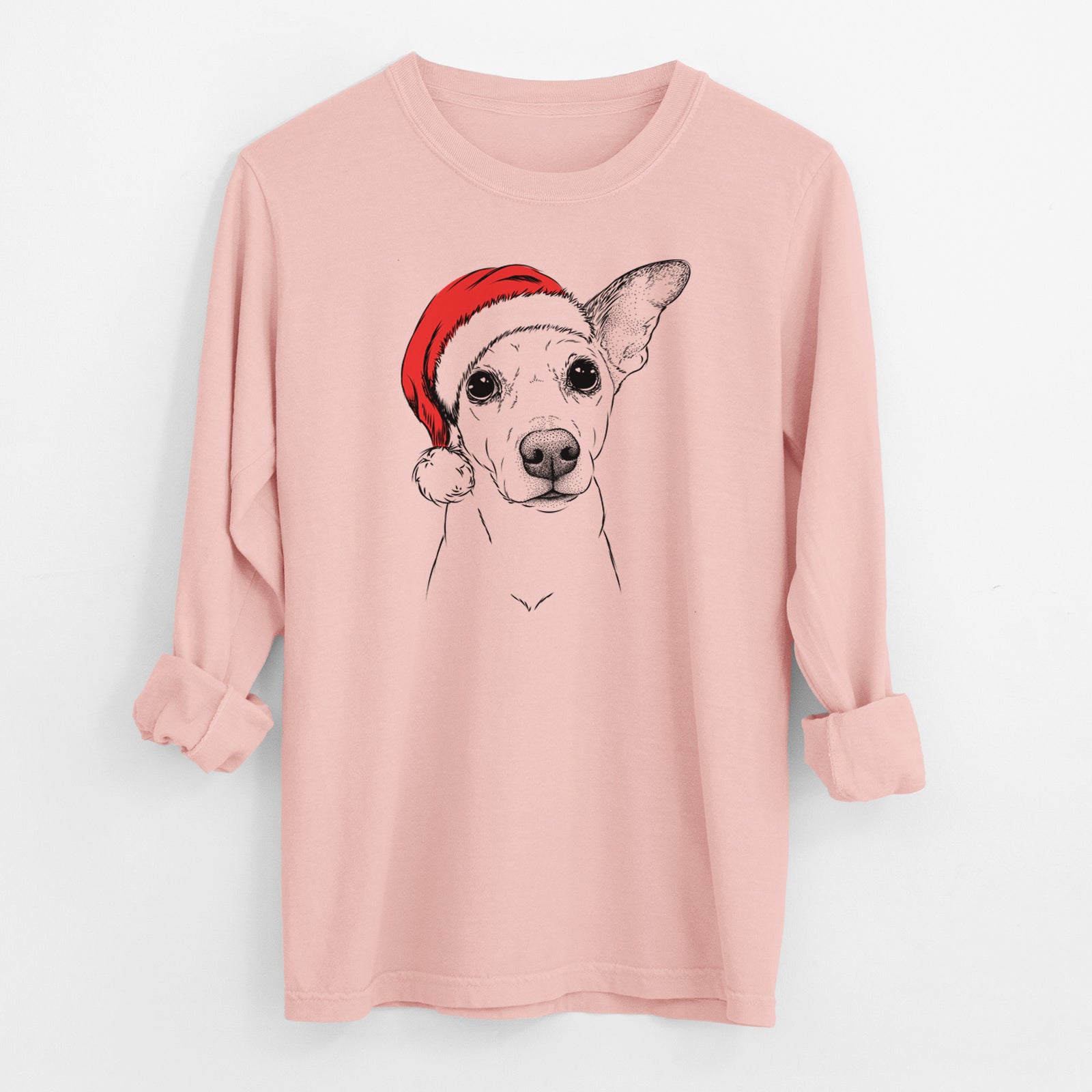 Santa Molly the Jack Russell Terrier - Men's Heavyweight 100% Cotton Long Sleeve