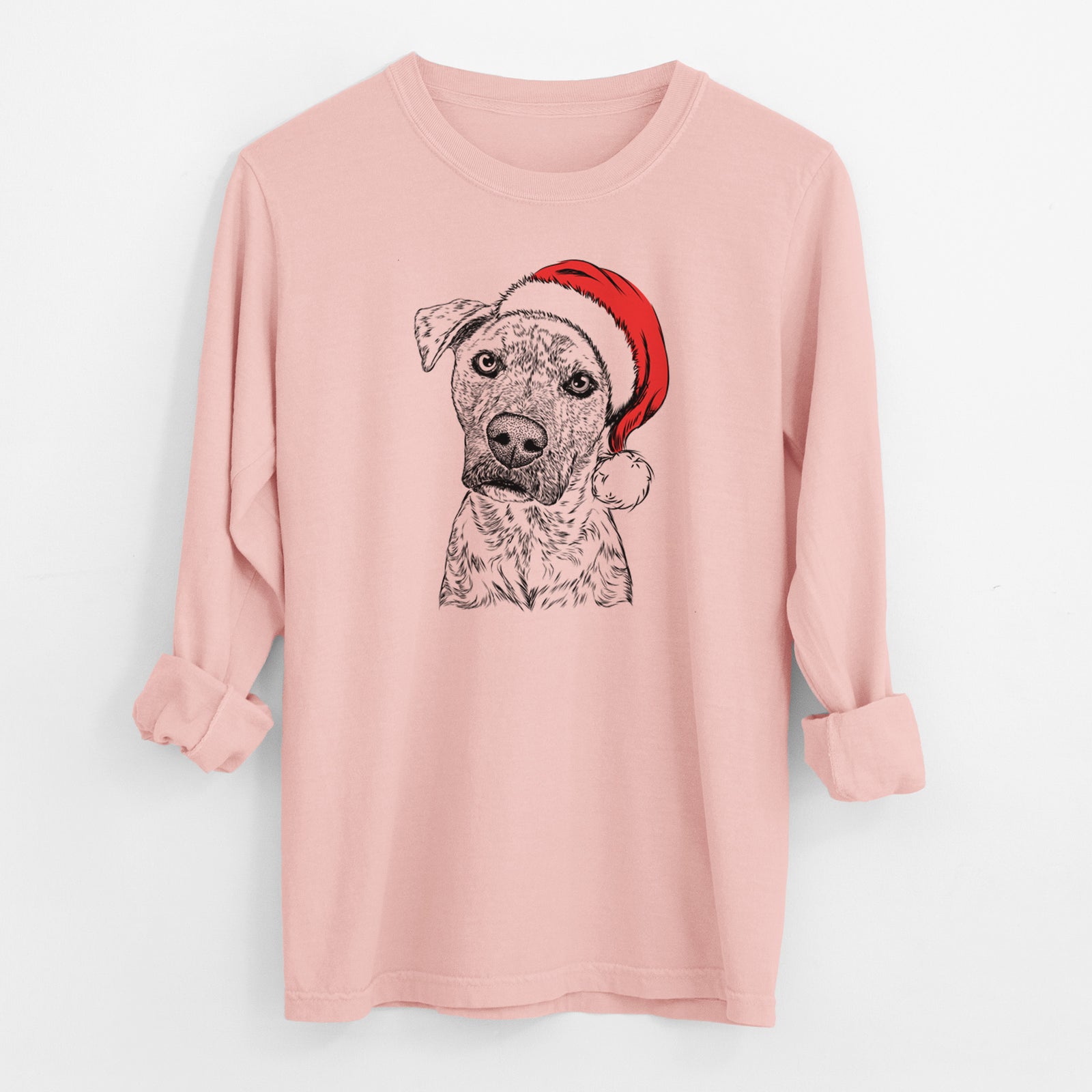 Santa Monster Baby the Pitbull Mix - Men's Heavyweight 100% Cotton Long Sleeve