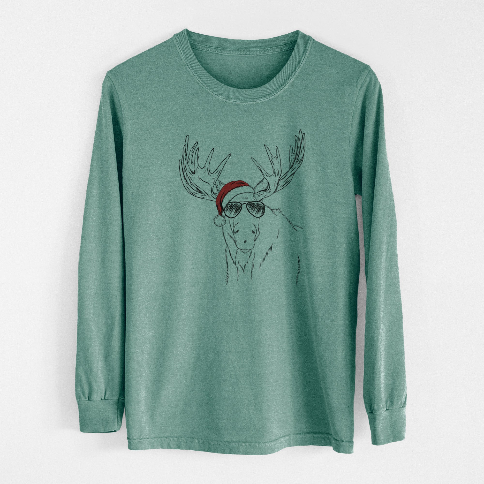 Santa Monty the Moose - Men's Heavyweight 100% Cotton Long Sleeve