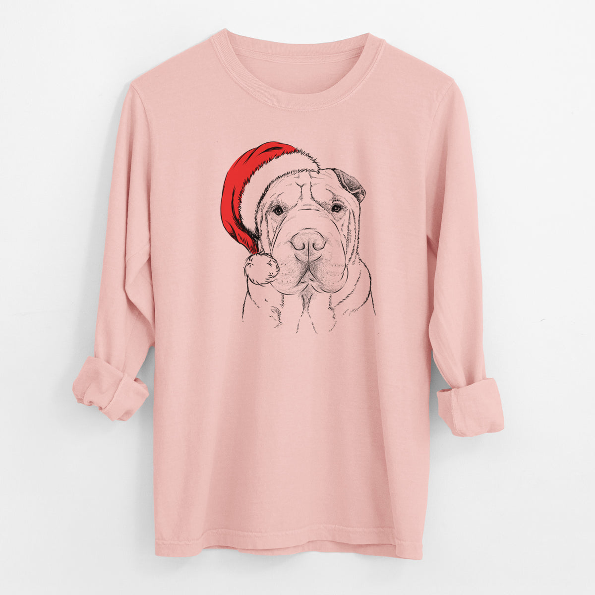 Santa Moomers the Shar Pei - Men's Heavyweight 100% Cotton Long Sleeve