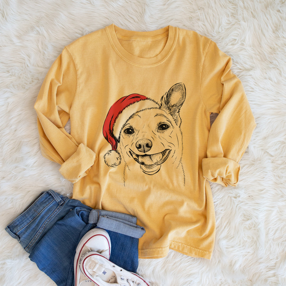 Santa Mortimer the Mixed Breed - Men's Heavyweight 100% Cotton Long Sleeve