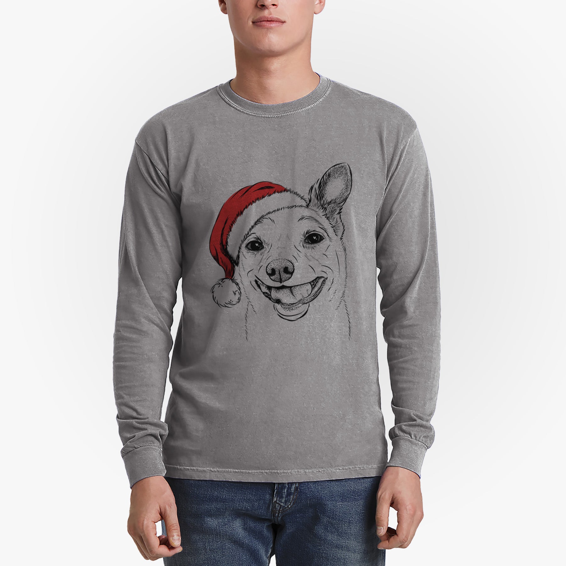 Santa Mortimer the Mixed Breed - Men's Heavyweight 100% Cotton Long Sleeve