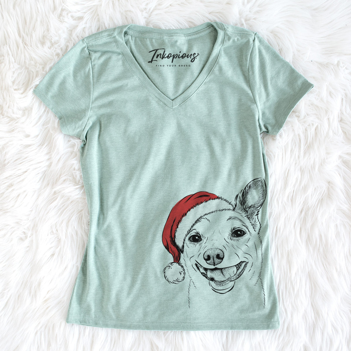 Santa Mortimer the Mixed Breed - Women&#39;s Perfect V-neck Shirt