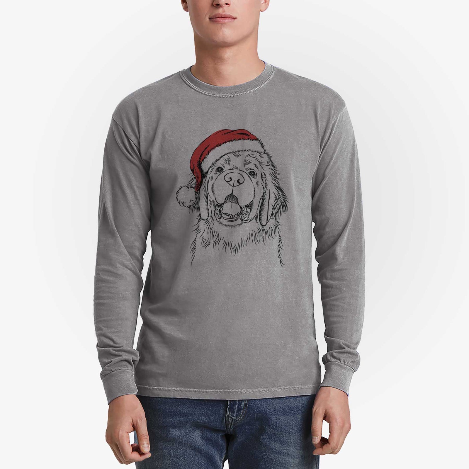 Santa Mozart the Newfoundland - Men's Heavyweight 100% Cotton Long Sleeve