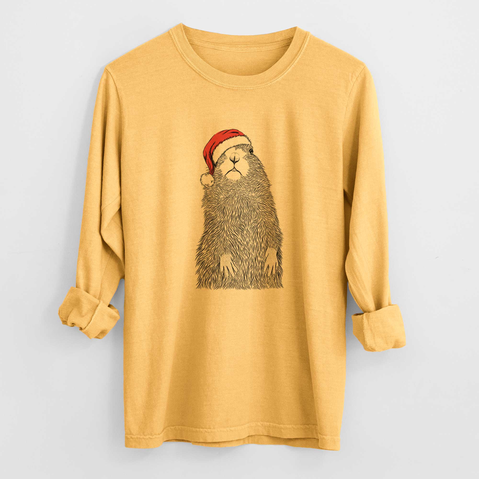 Santa Mr. Otis the Prairie Dog - Men's Heavyweight 100% Cotton Long Sleeve