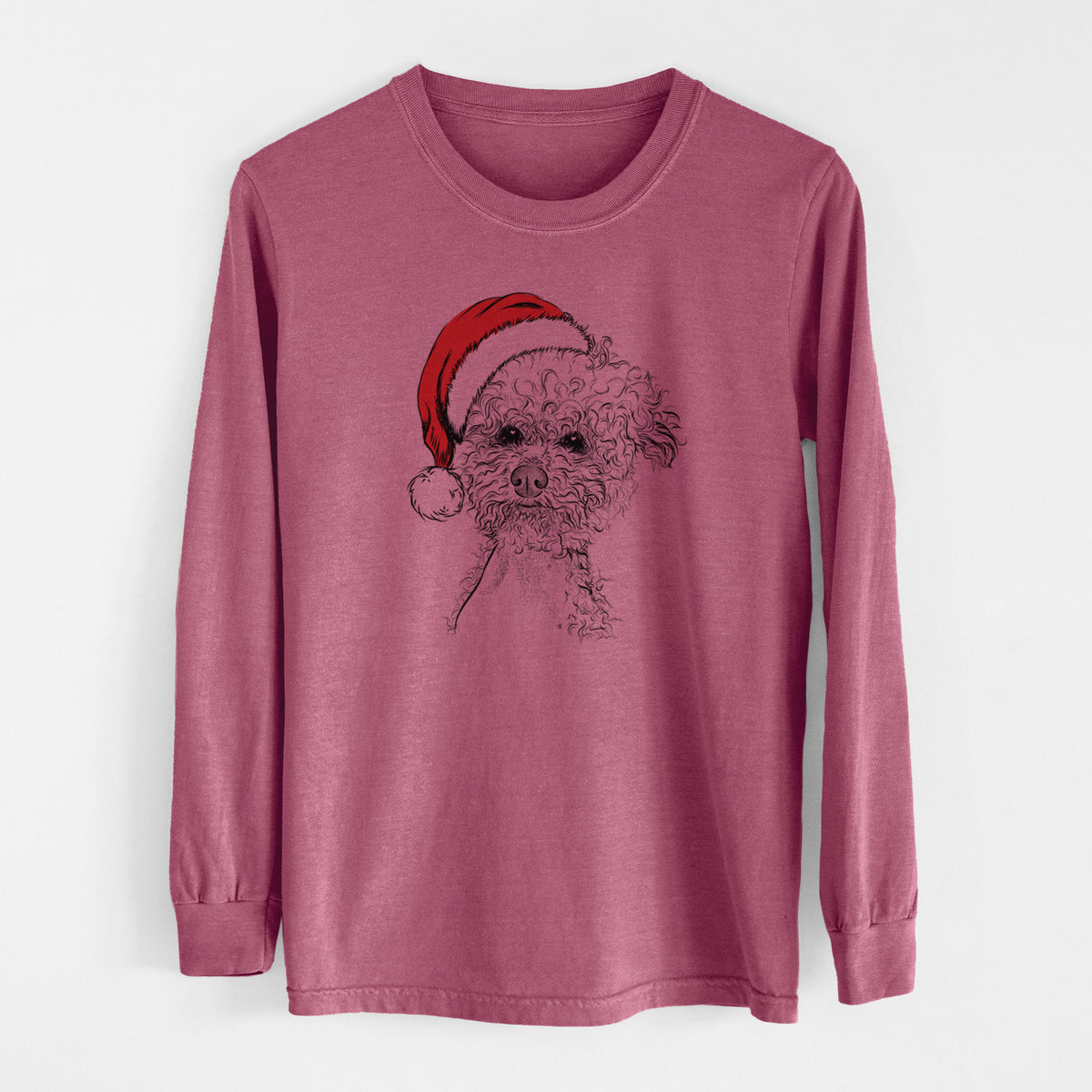 Santa Muffin the Poodle - Men's Heavyweight 100% Cotton Long Sleeve