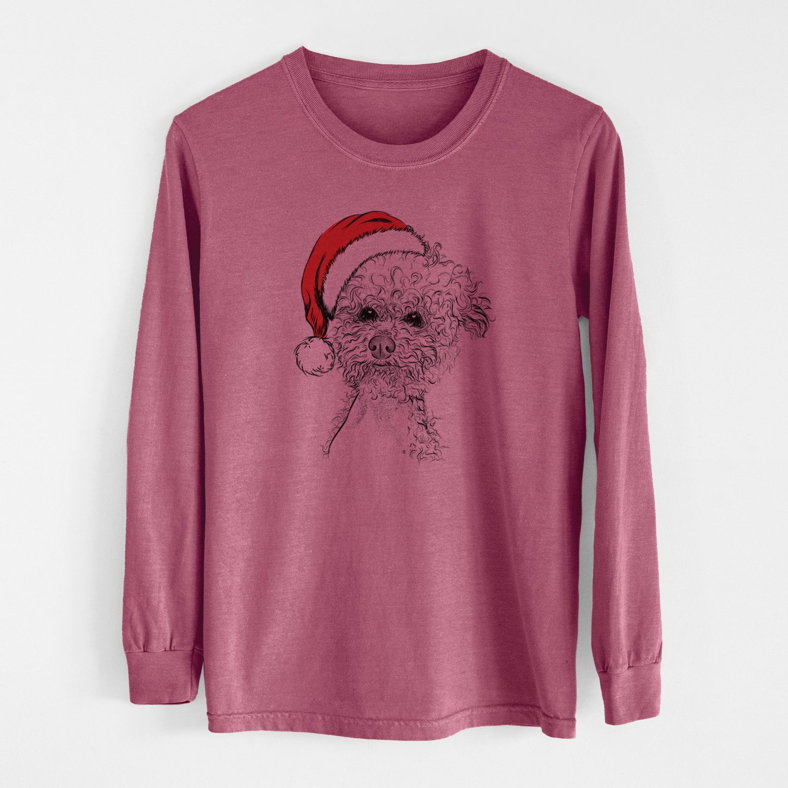 Santa Muffin the Poodle - Men's Heavyweight 100% Cotton Long Sleeve