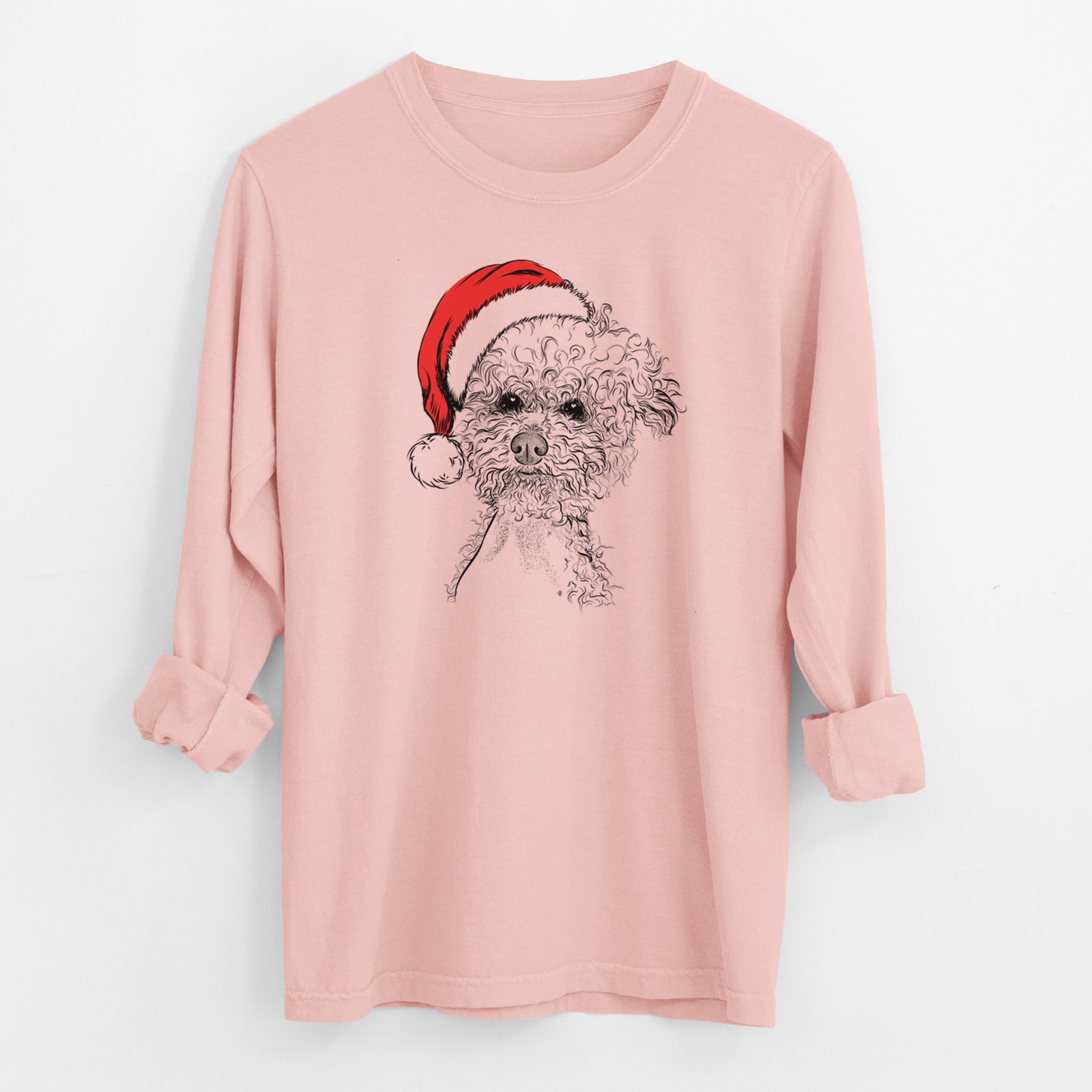 Santa Muffin the Poodle - Men's Heavyweight 100% Cotton Long Sleeve