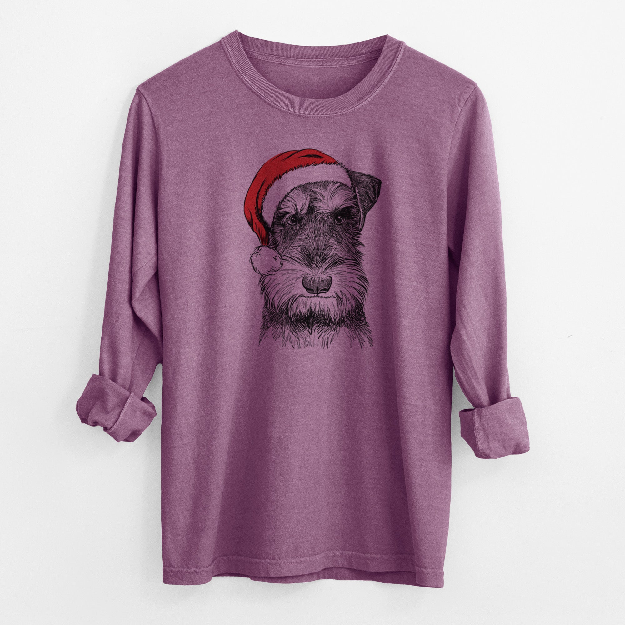 Santa Murphy the Mini Schnauzer - Men's Heavyweight 100% Cotton Long Sleeve