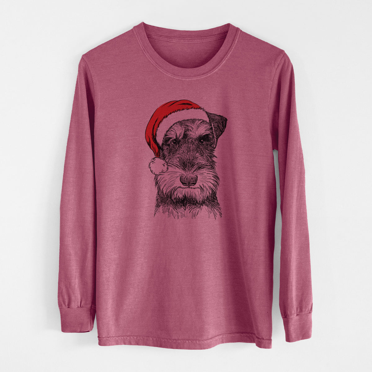 Santa Murphy the Mini Schnauzer - Men&#39;s Heavyweight 100% Cotton Long Sleeve