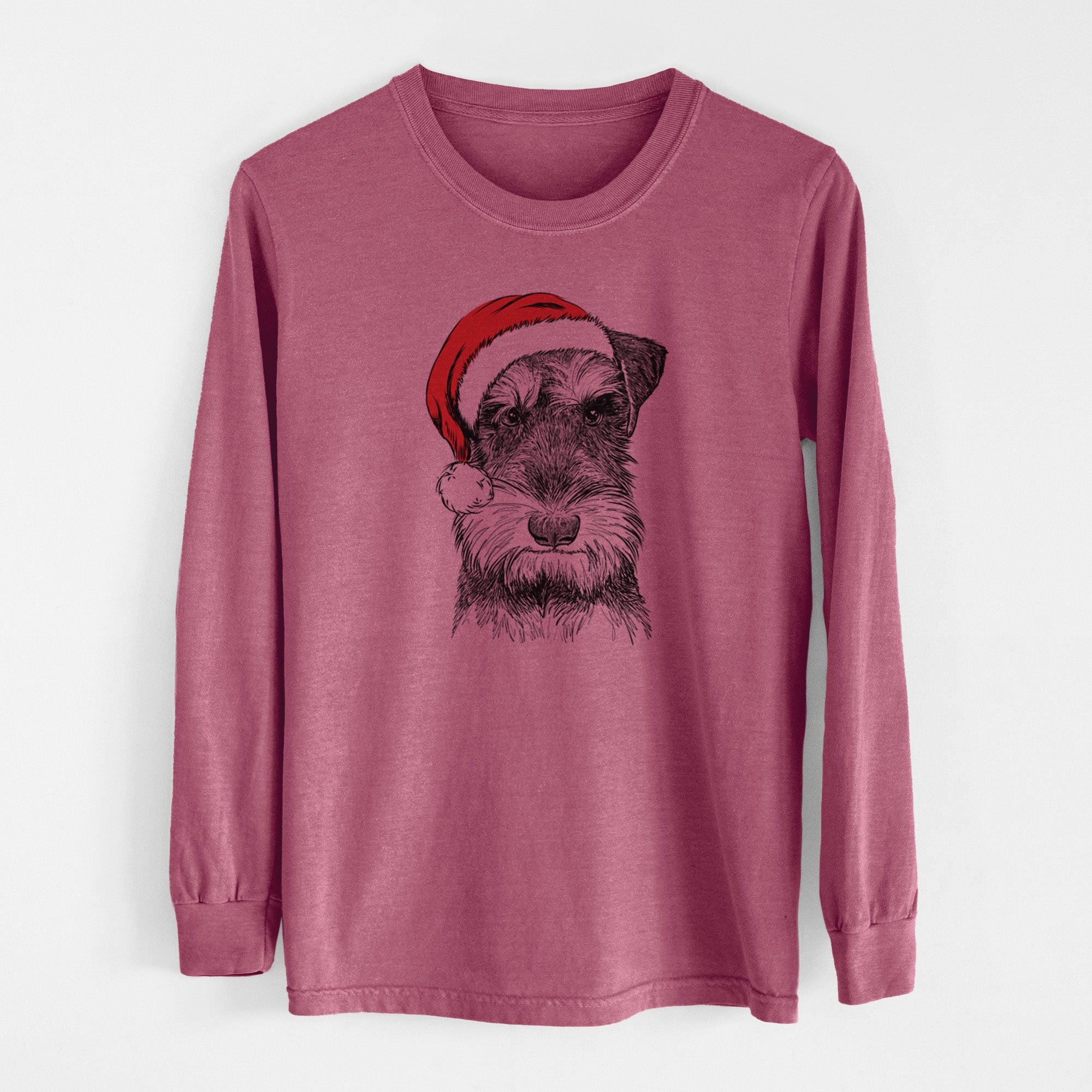 Santa Murphy the Mini Schnauzer - Men's Heavyweight 100% Cotton Long Sleeve