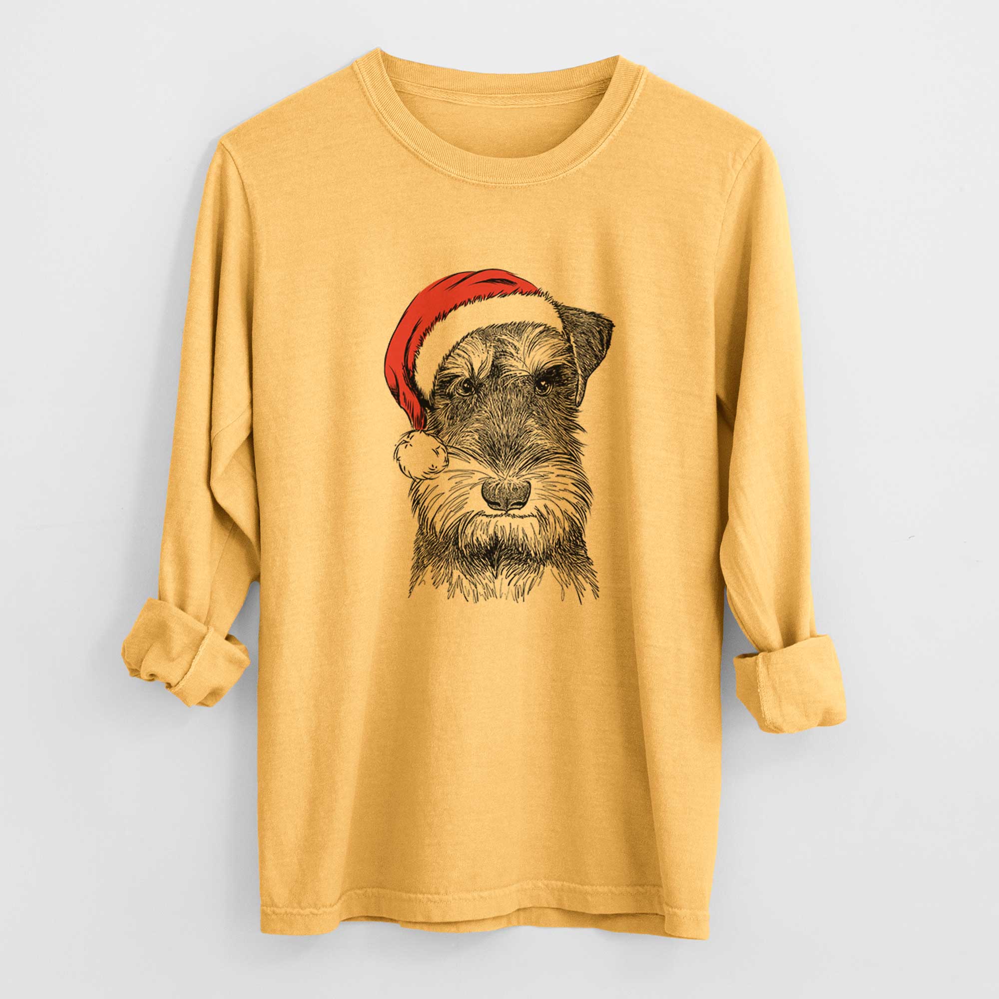 Santa Murphy the Mini Schnauzer - Men's Heavyweight 100% Cotton Long Sleeve