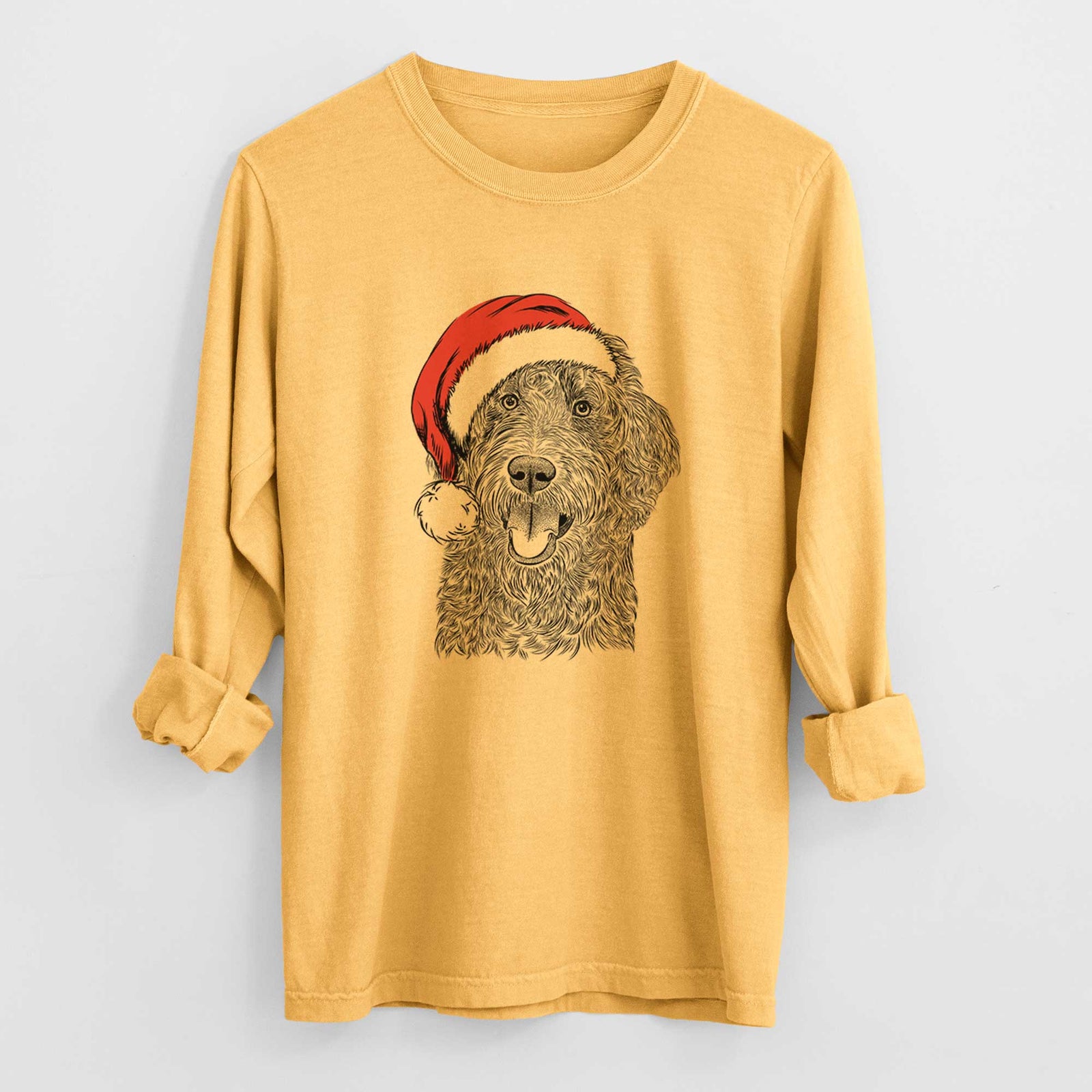 Santa Murr Dog the Labradoodle - Men's Heavyweight 100% Cotton Long Sleeve