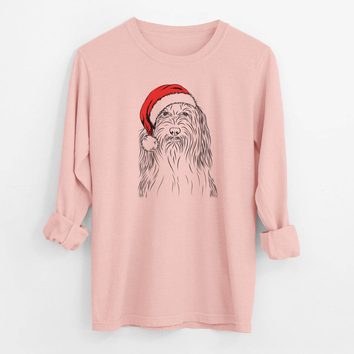 Santa Murray the Bearded Collie - Men's Heavyweight 100% Cotton Long Sleeve