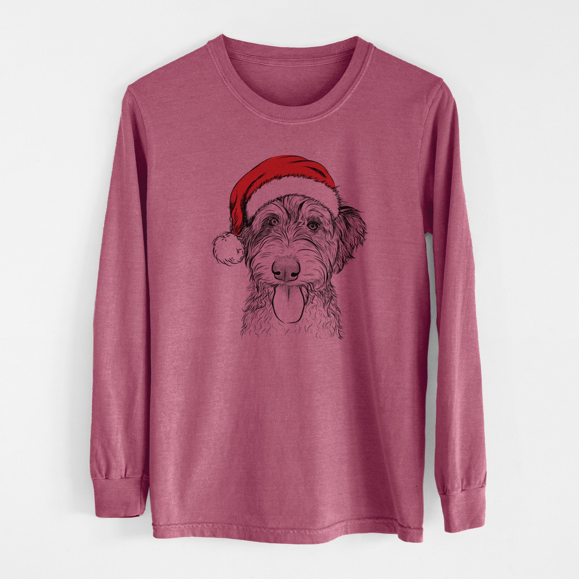 Santa Myrtle Mae the Aussiedoodle - Men's Heavyweight 100% Cotton Long Sleeve