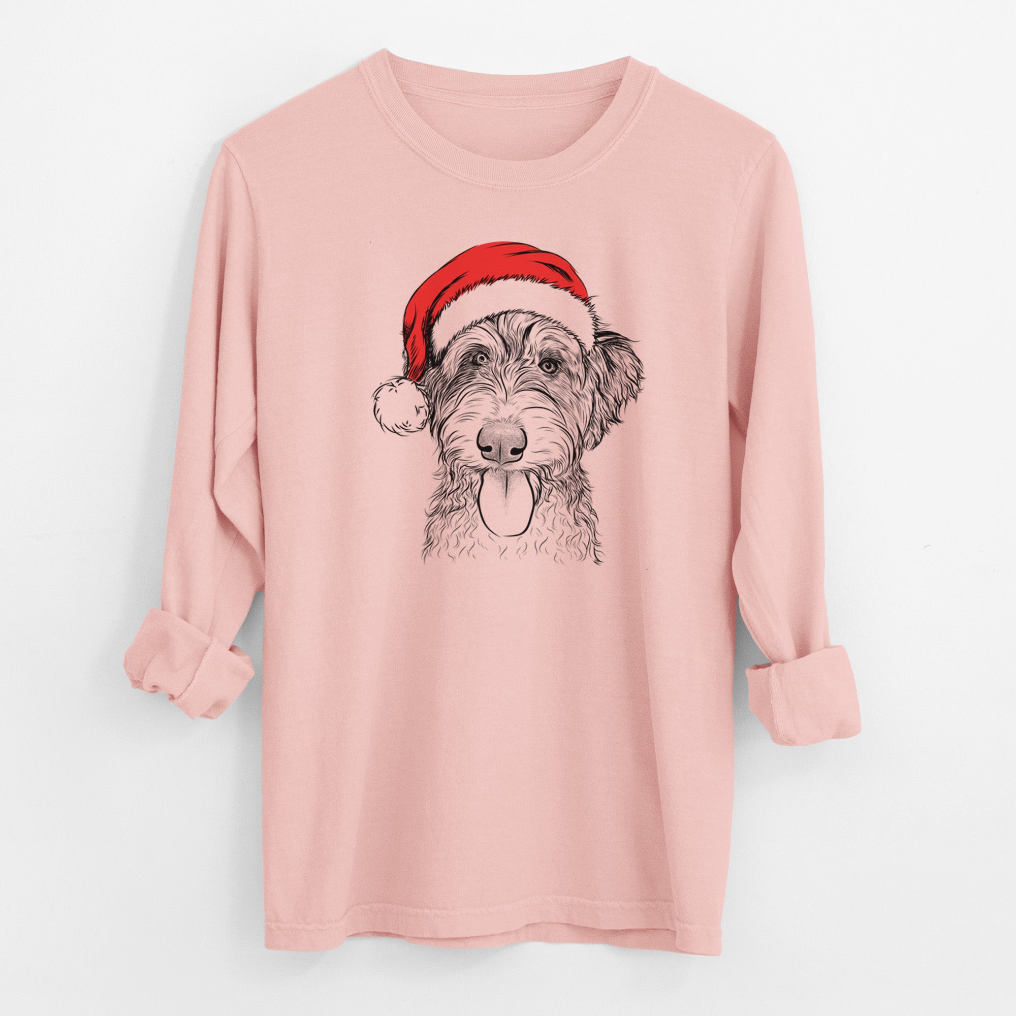 Santa Myrtle Mae the Aussiedoodle - Men's Heavyweight 100% Cotton Long Sleeve