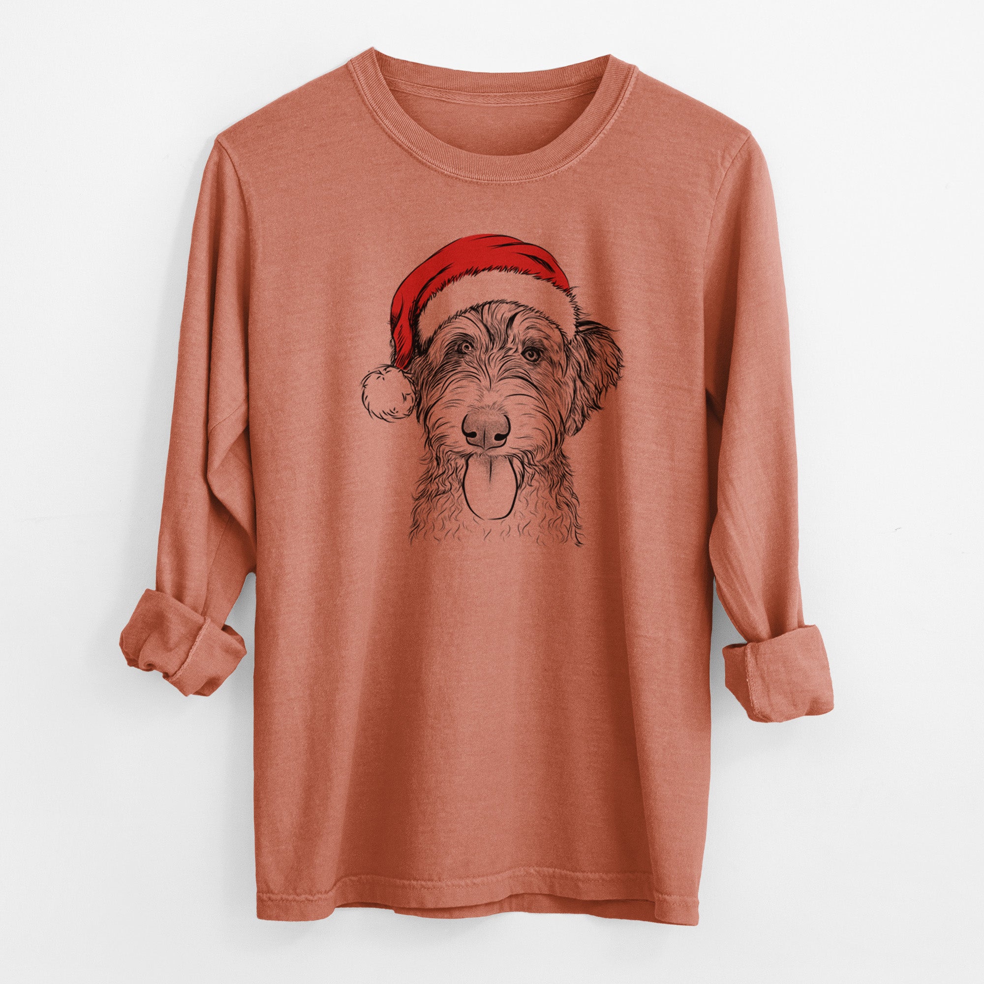 Santa Myrtle Mae the Aussiedoodle - Men's Heavyweight 100% Cotton Long Sleeve