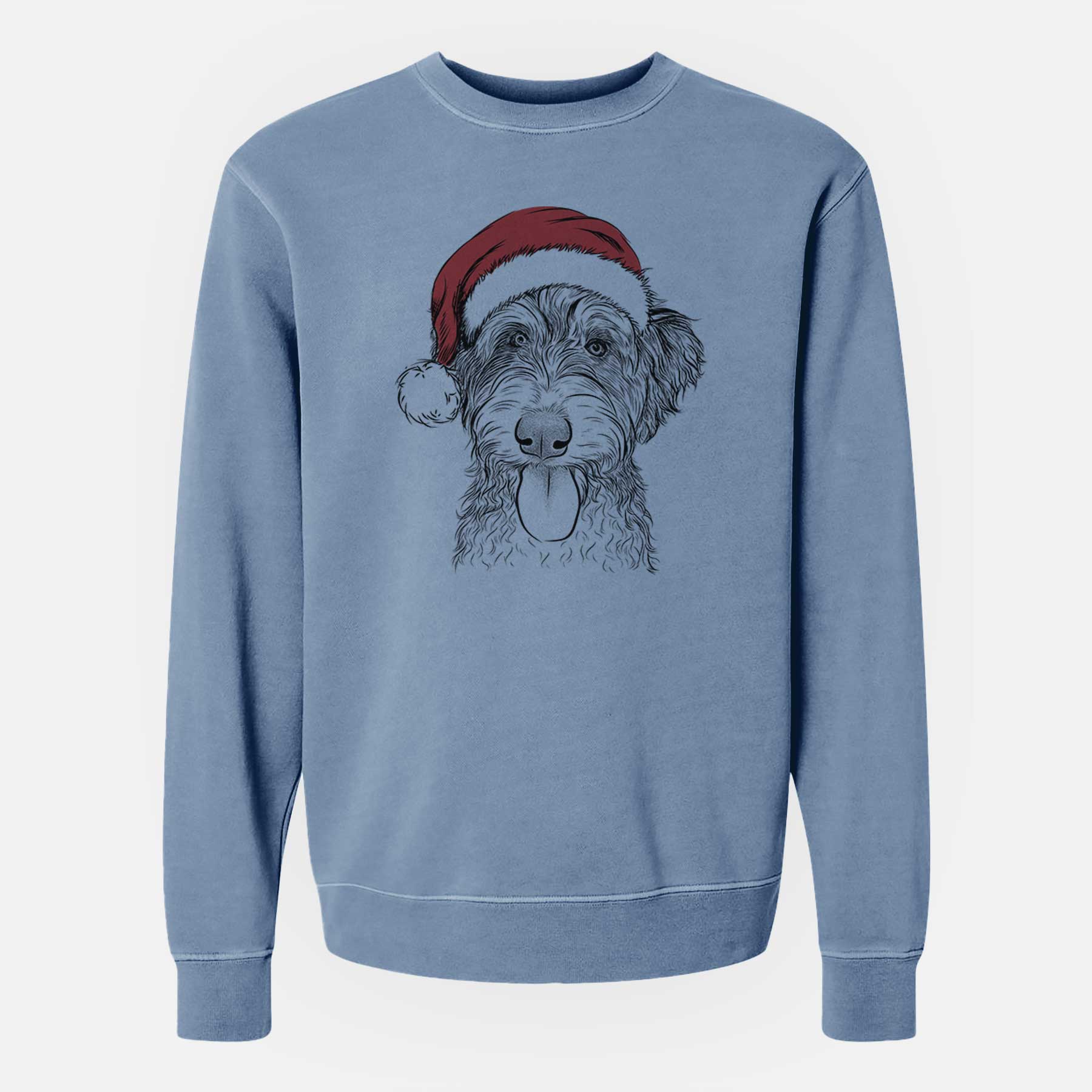 Santa Myrtle Mae the Aussiedoodle - Unisex Pigment Dyed Crew Sweatshirt