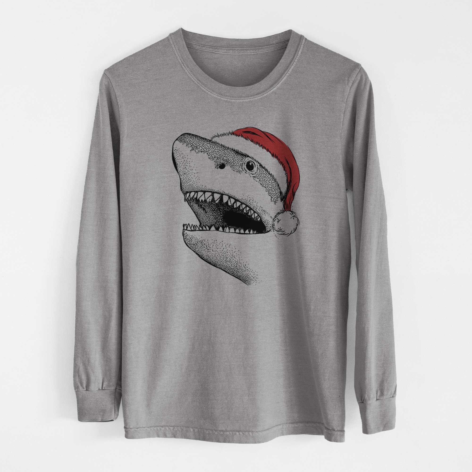 Santa Nado the Great White Shark - Men's Heavyweight 100% Cotton Long Sleeve