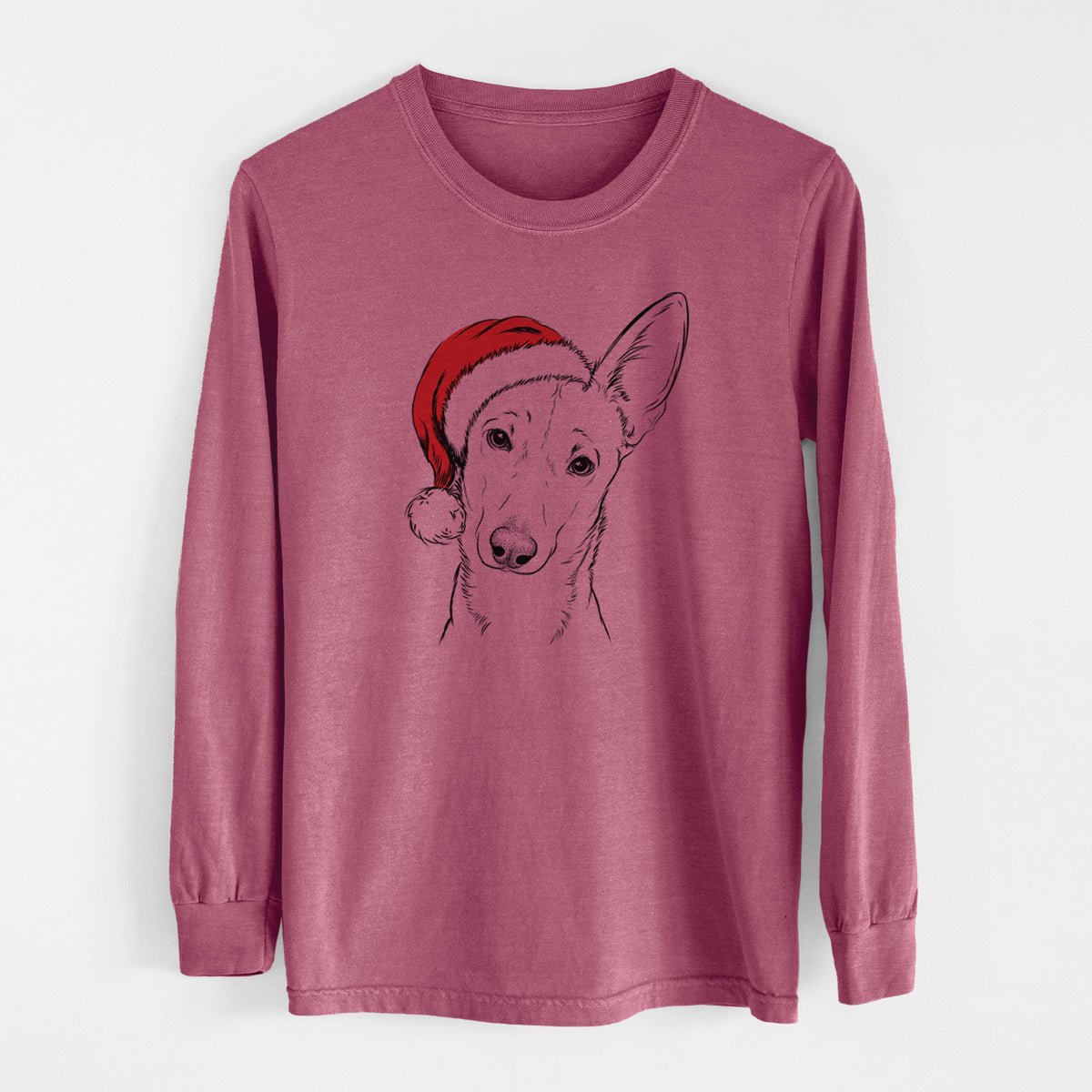 Santa Nala the Carolina Dog - Men&#39;s Heavyweight 100% Cotton Long Sleeve