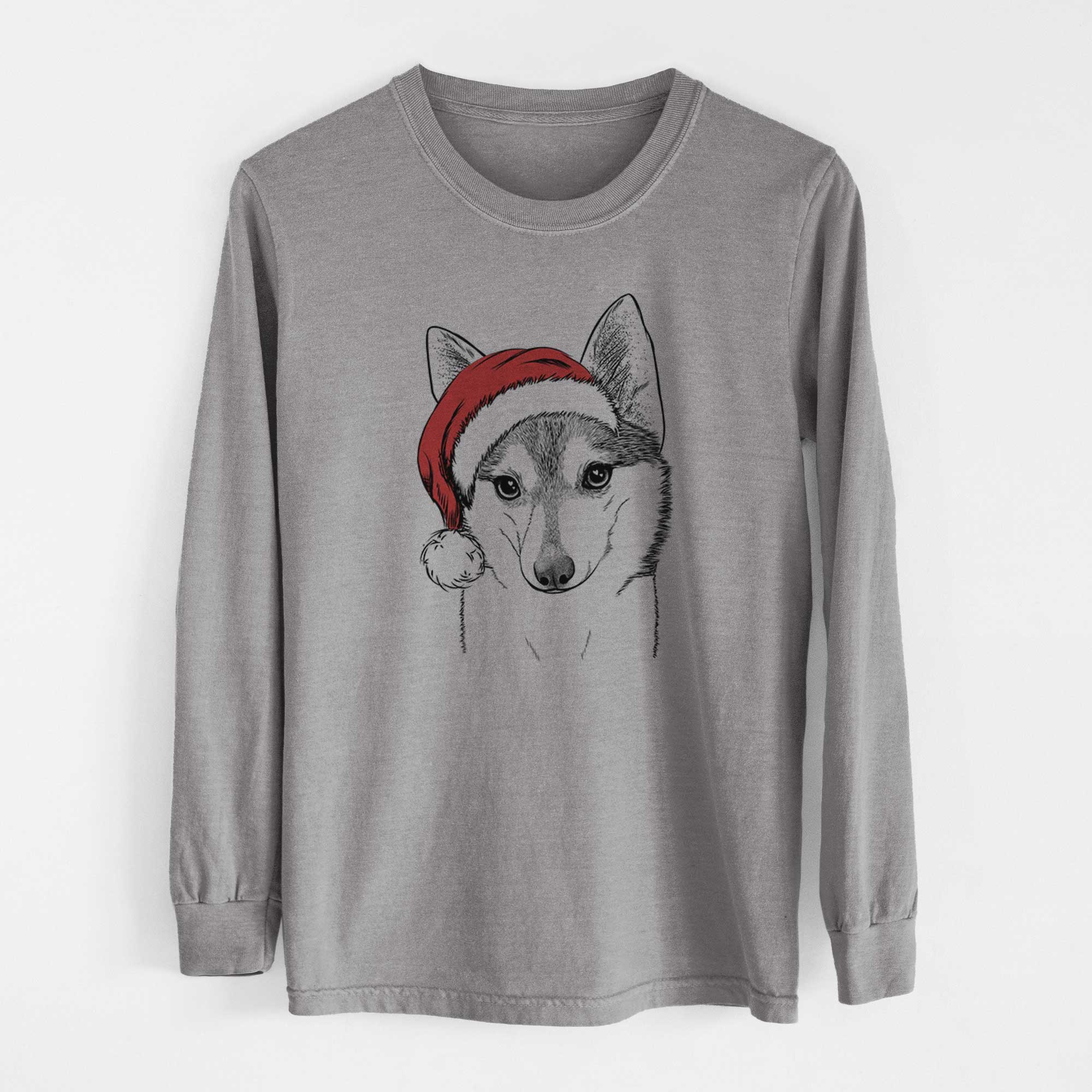 Santa Nami the Alaskan Klee Kai - Men's Heavyweight 100% Cotton Long Sleeve