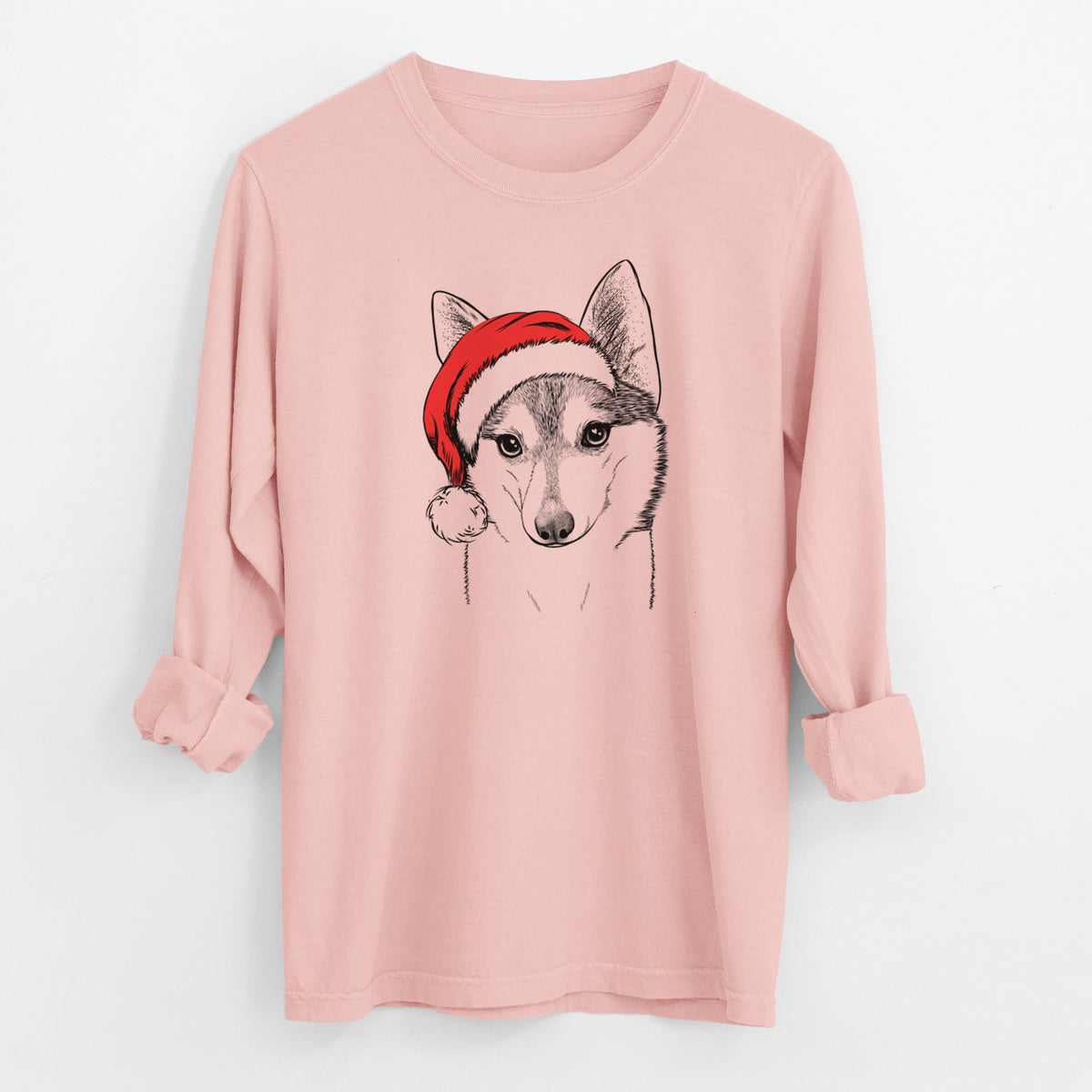 Santa Nami the Alaskan Klee Kai - Men's Heavyweight 100% Cotton Long Sleeve