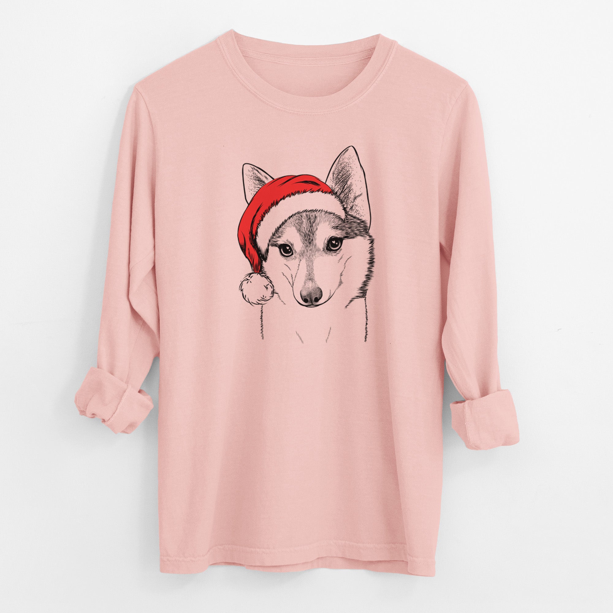 Santa Nami the Alaskan Klee Kai - Men's Heavyweight 100% Cotton Long Sleeve