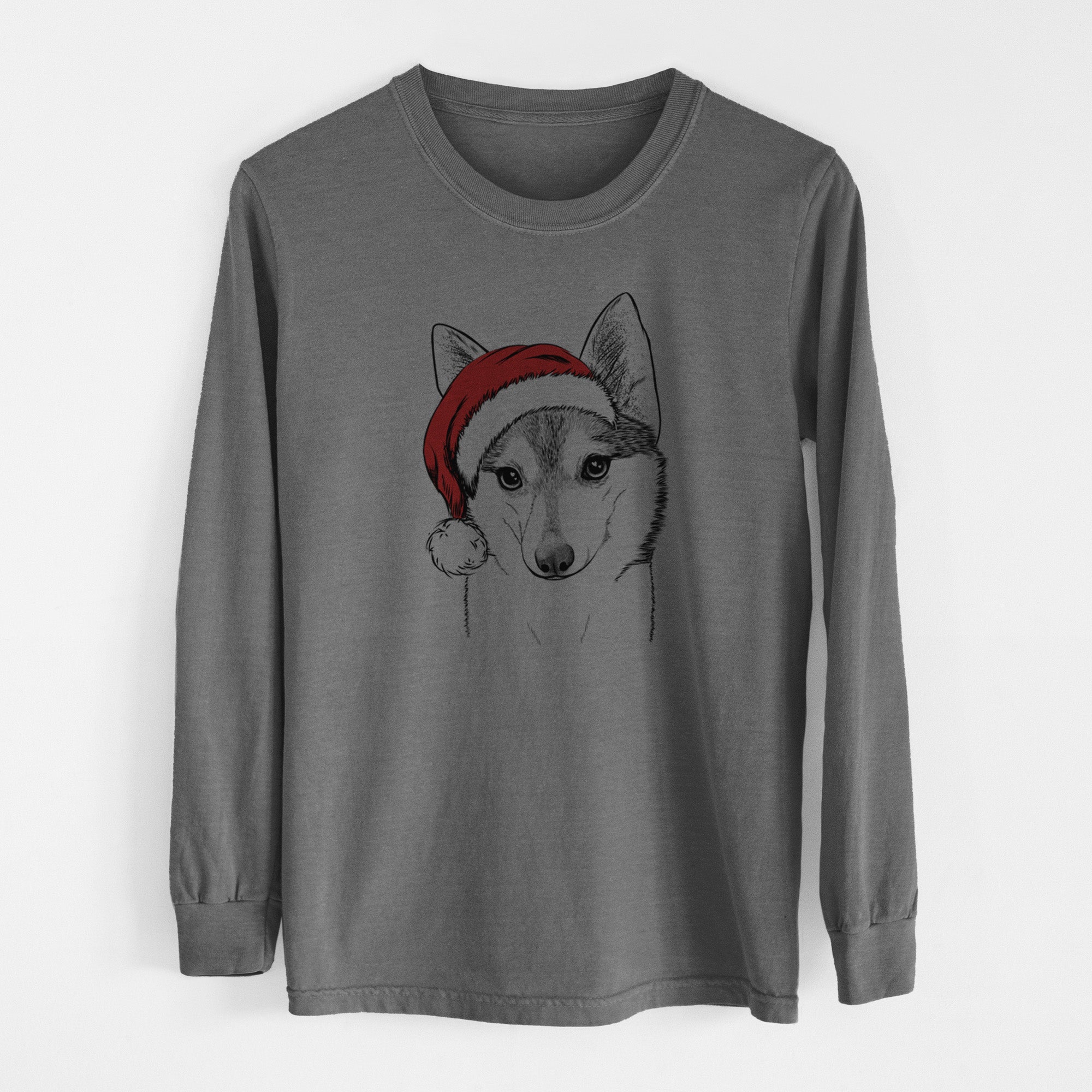 Santa Nami the Alaskan Klee Kai - Men's Heavyweight 100% Cotton Long Sleeve