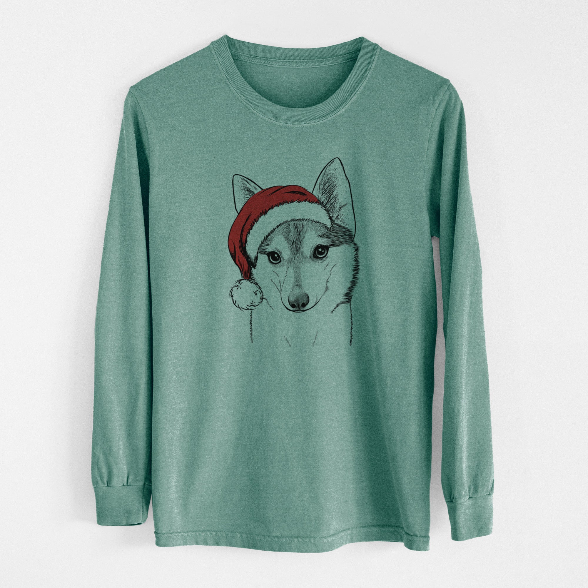 Santa Nami the Alaskan Klee Kai - Men's Heavyweight 100% Cotton Long Sleeve