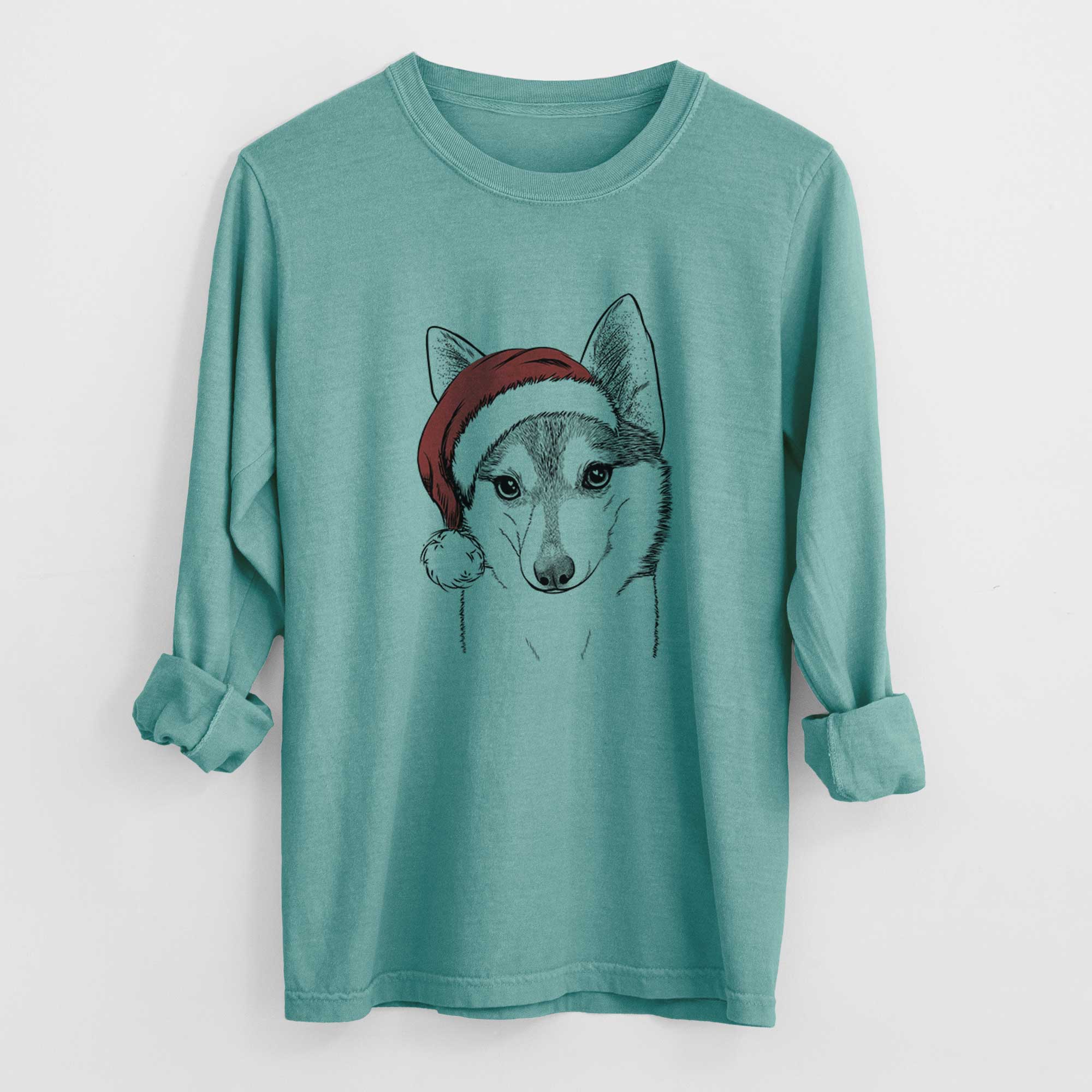 Santa Nami the Alaskan Klee Kai - Men's Heavyweight 100% Cotton Long Sleeve