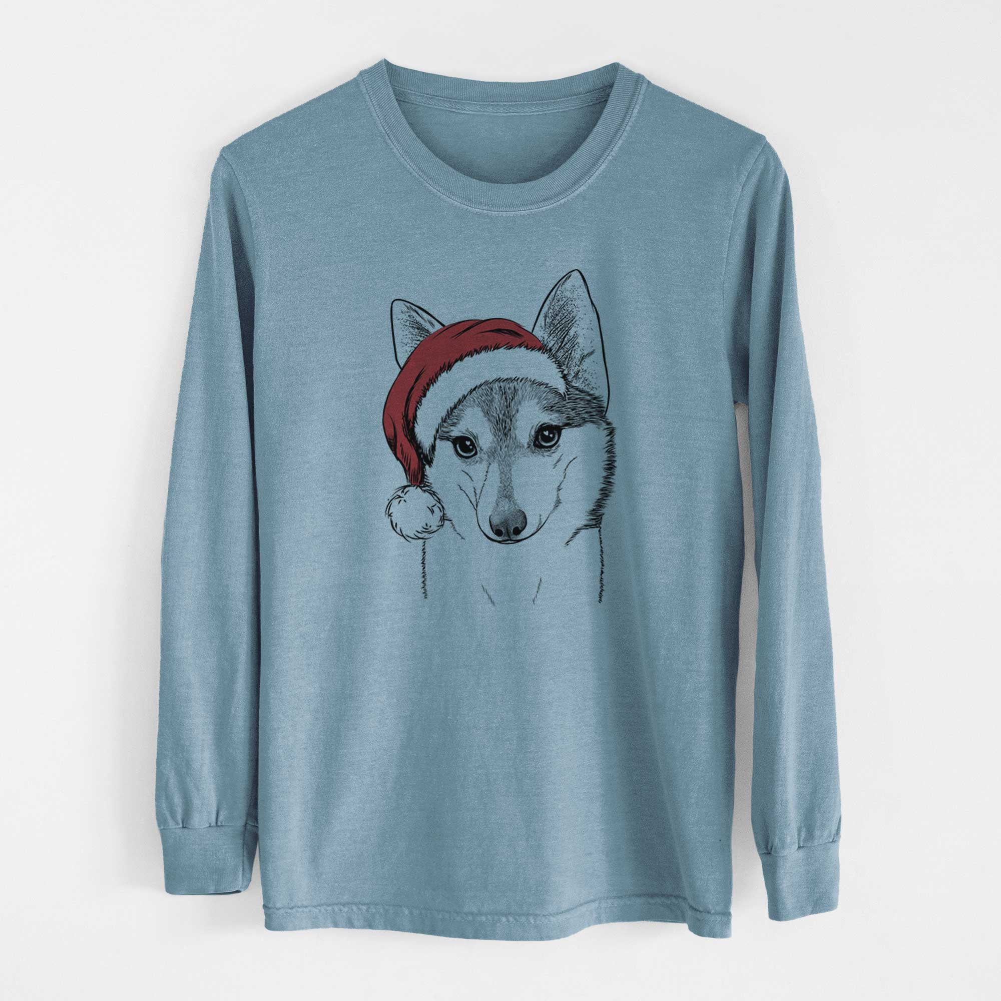 Santa Nami the Alaskan Klee Kai - Men's Heavyweight 100% Cotton Long Sleeve