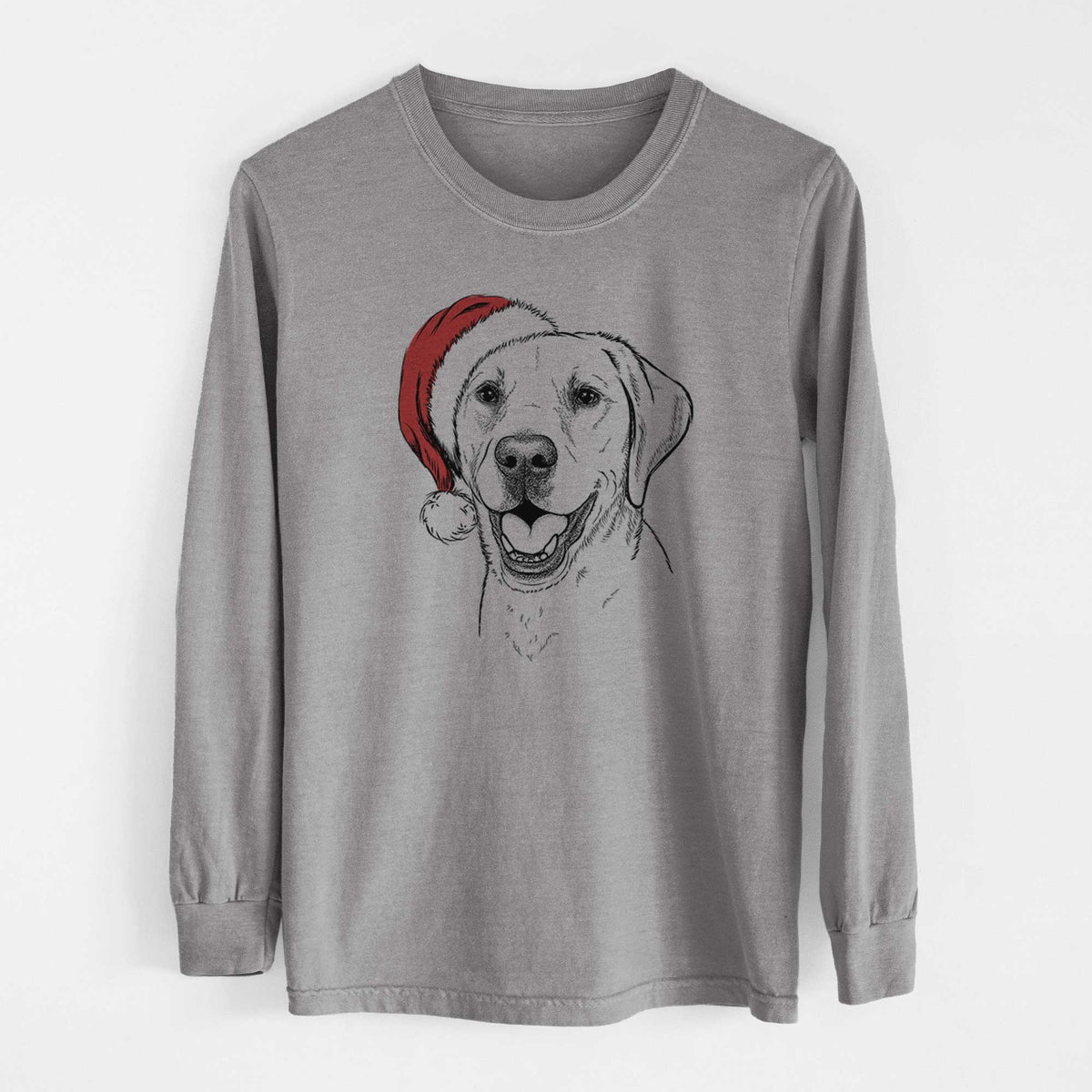 Santa Nate the Labrador Retriever - Men's Heavyweight 100% Cotton Long Sleeve