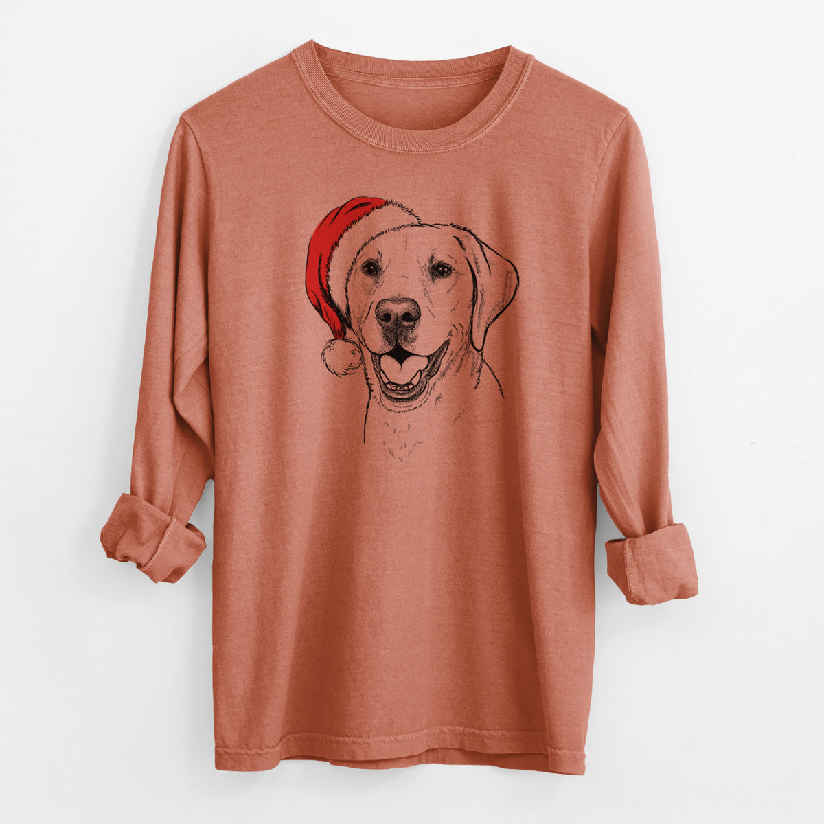 Santa Nate the Labrador Retriever - Men's Heavyweight 100% Cotton Long Sleeve