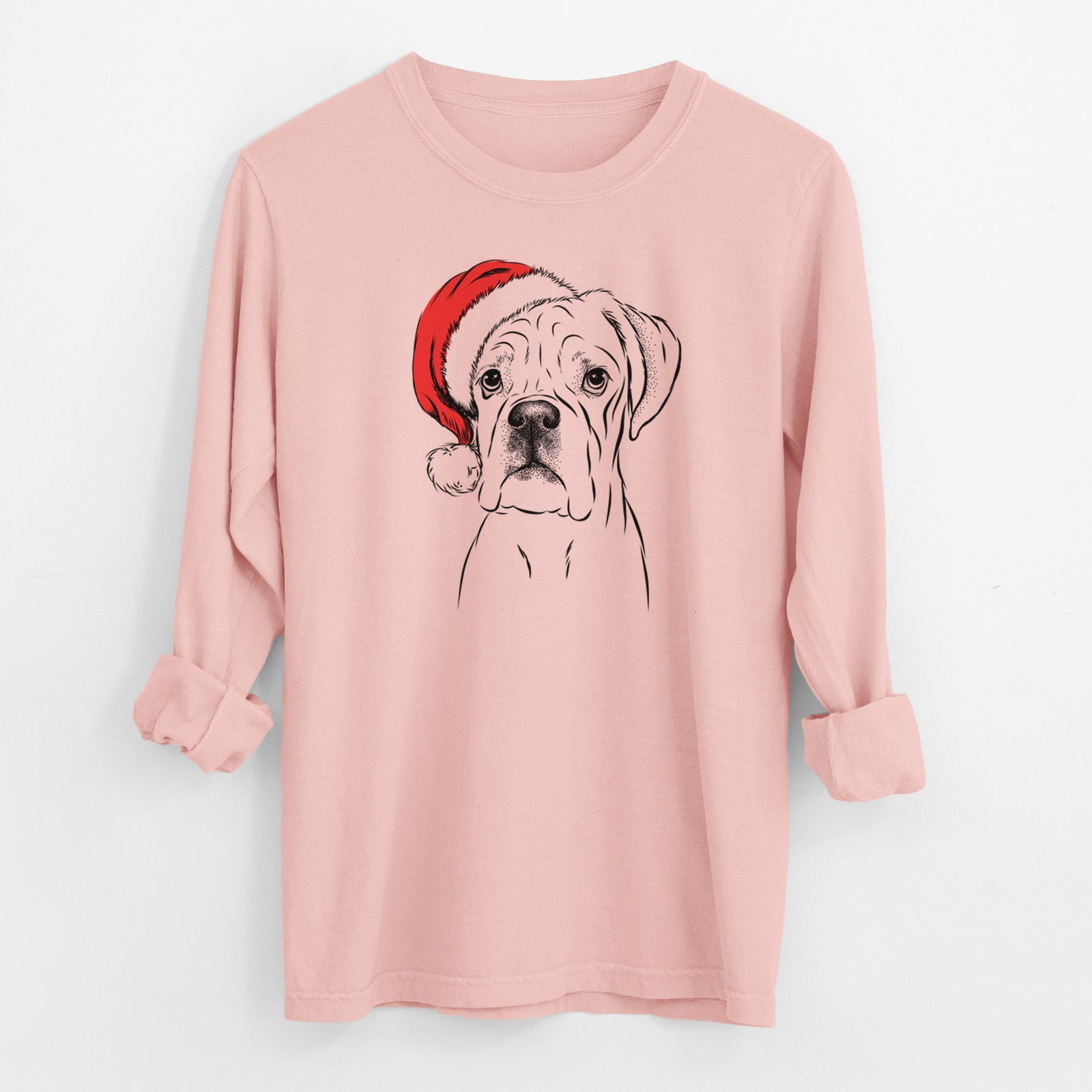 Santa Nelly the Boxer - Men's Heavyweight 100% Cotton Long Sleeve