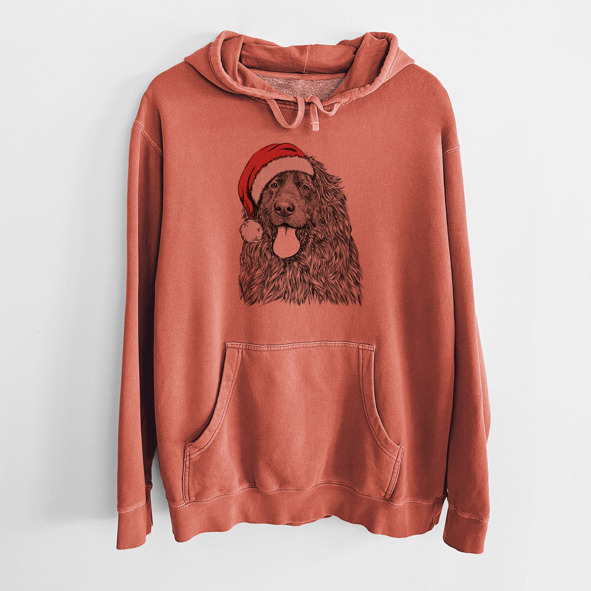Santa Hat Neptune the Newfoundland - Unisex Pigment Dyed Hoodie