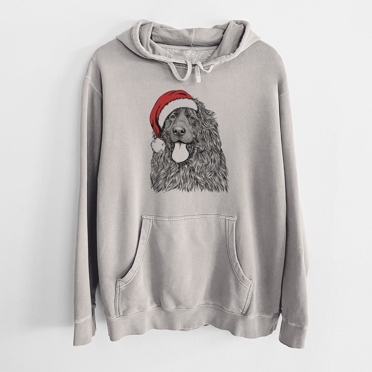Santa Hat Neptune the Newfoundland - Unisex Pigment Dyed Hoodie