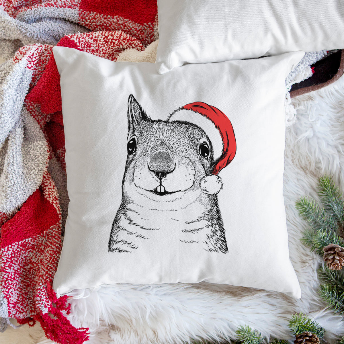 Nibbles the Squirrel - Throw Pillow Cover