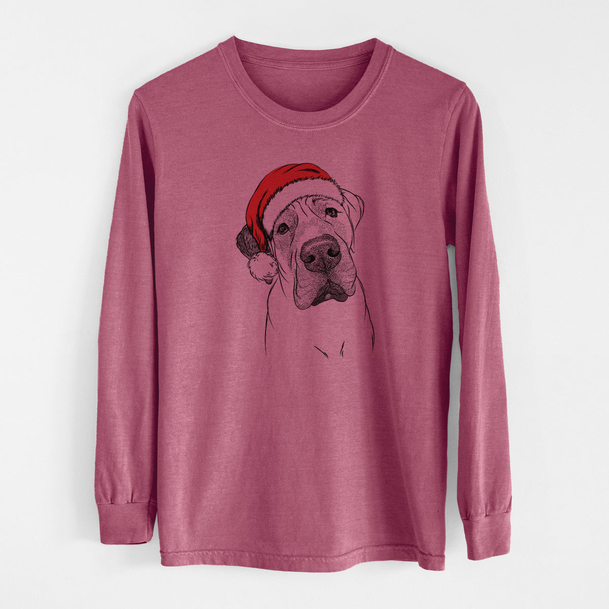 Santa Nutterbutter the English Mastiff - Men&#39;s Heavyweight 100% Cotton Long Sleeve