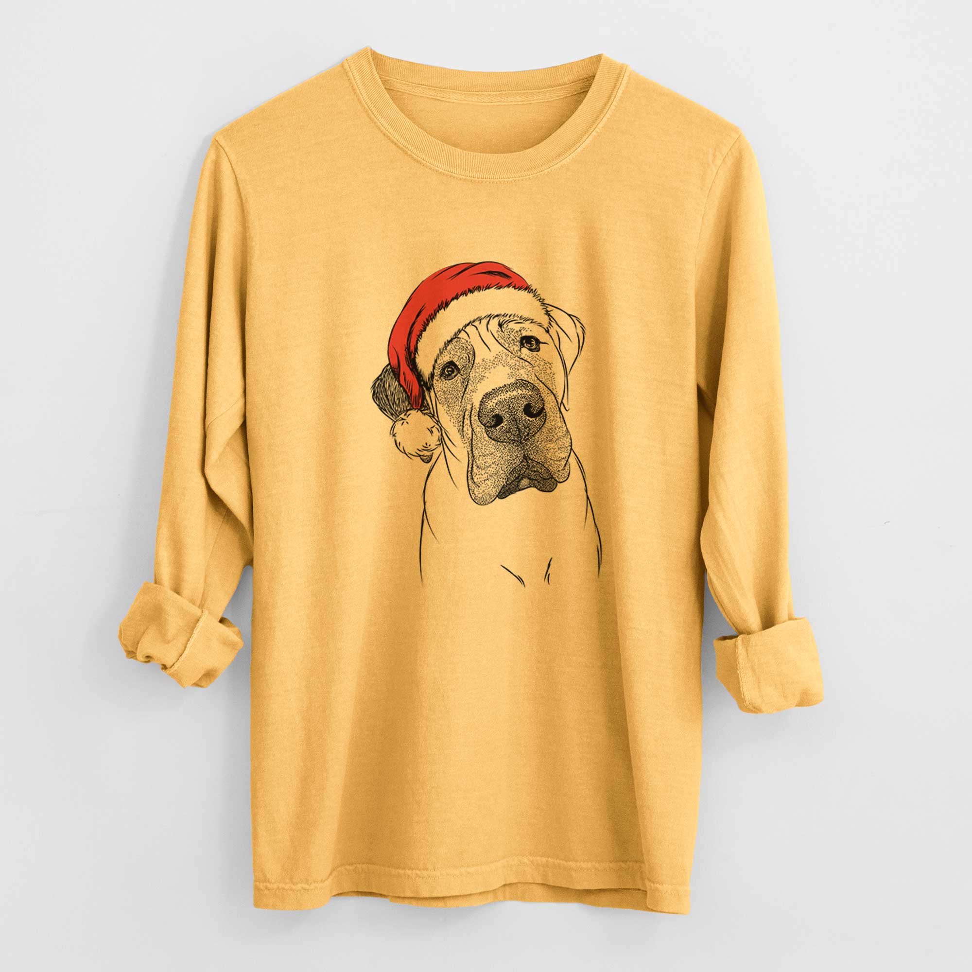 Santa Nutterbutter the English Mastiff - Men's Heavyweight 100% Cotton Long Sleeve