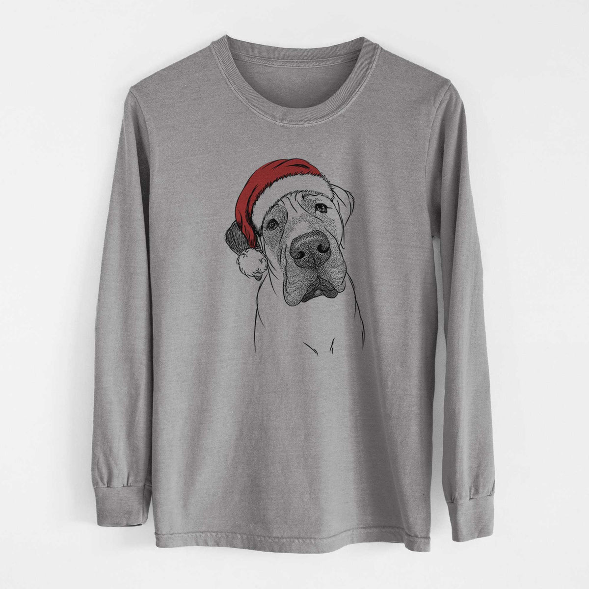Santa Nutterbutter the English Mastiff - Men's Heavyweight 100% Cotton Long Sleeve