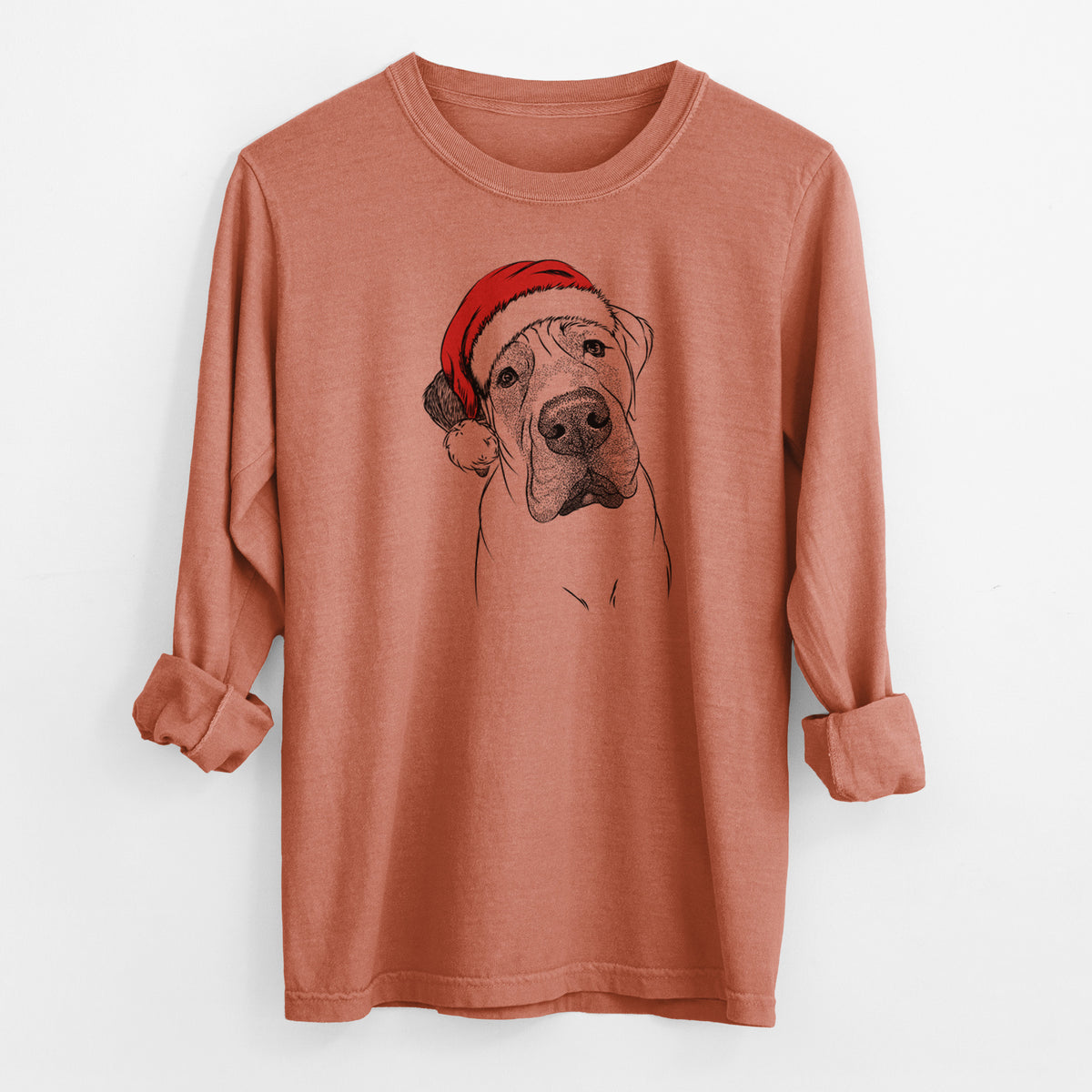 Santa Nutterbutter the English Mastiff - Men's Heavyweight 100% Cotton Long Sleeve