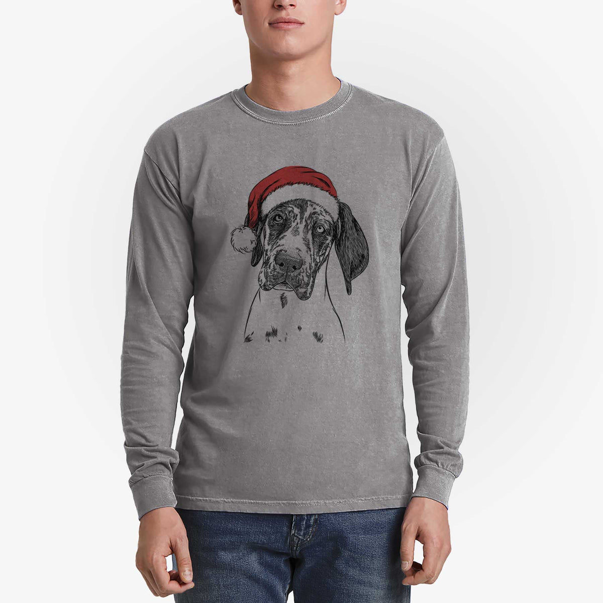 Santa Nyx the Great Dane - Men's Heavyweight 100% Cotton Long Sleeve