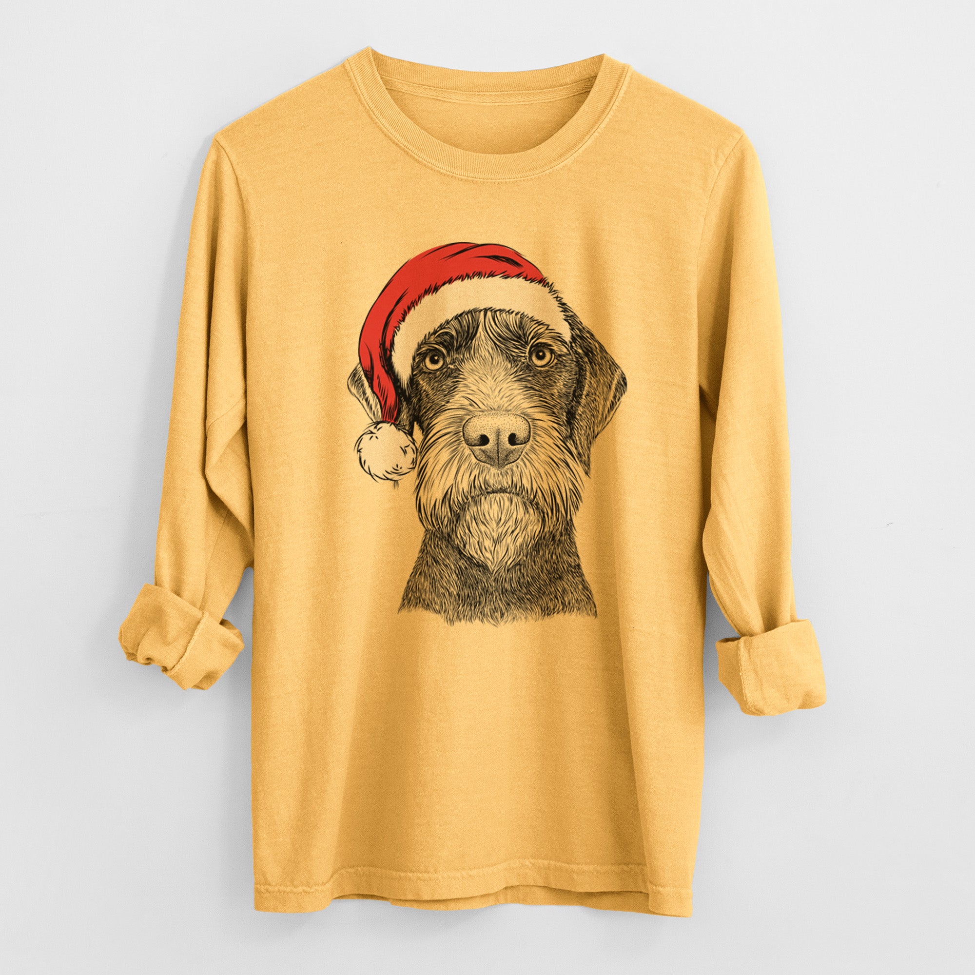 Santa Oakley the Pudelpointer - Men's Heavyweight 100% Cotton Long Sleeve