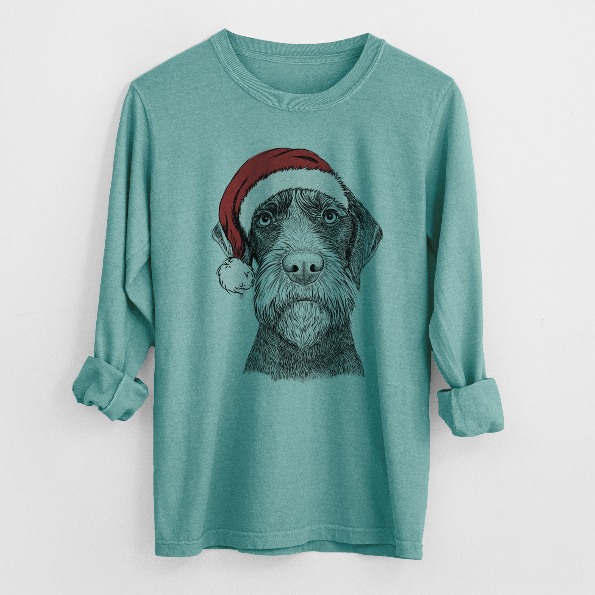 Santa Oakley the Pudelpointer - Men's Heavyweight 100% Cotton Long Sleeve