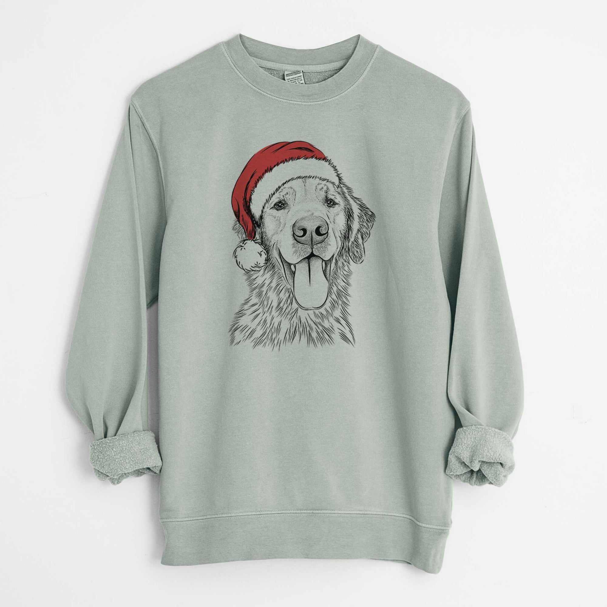 Santa Oliver Tredup the Golden Retriever - Unisex Pigment Dyed Crew Sweatshirt