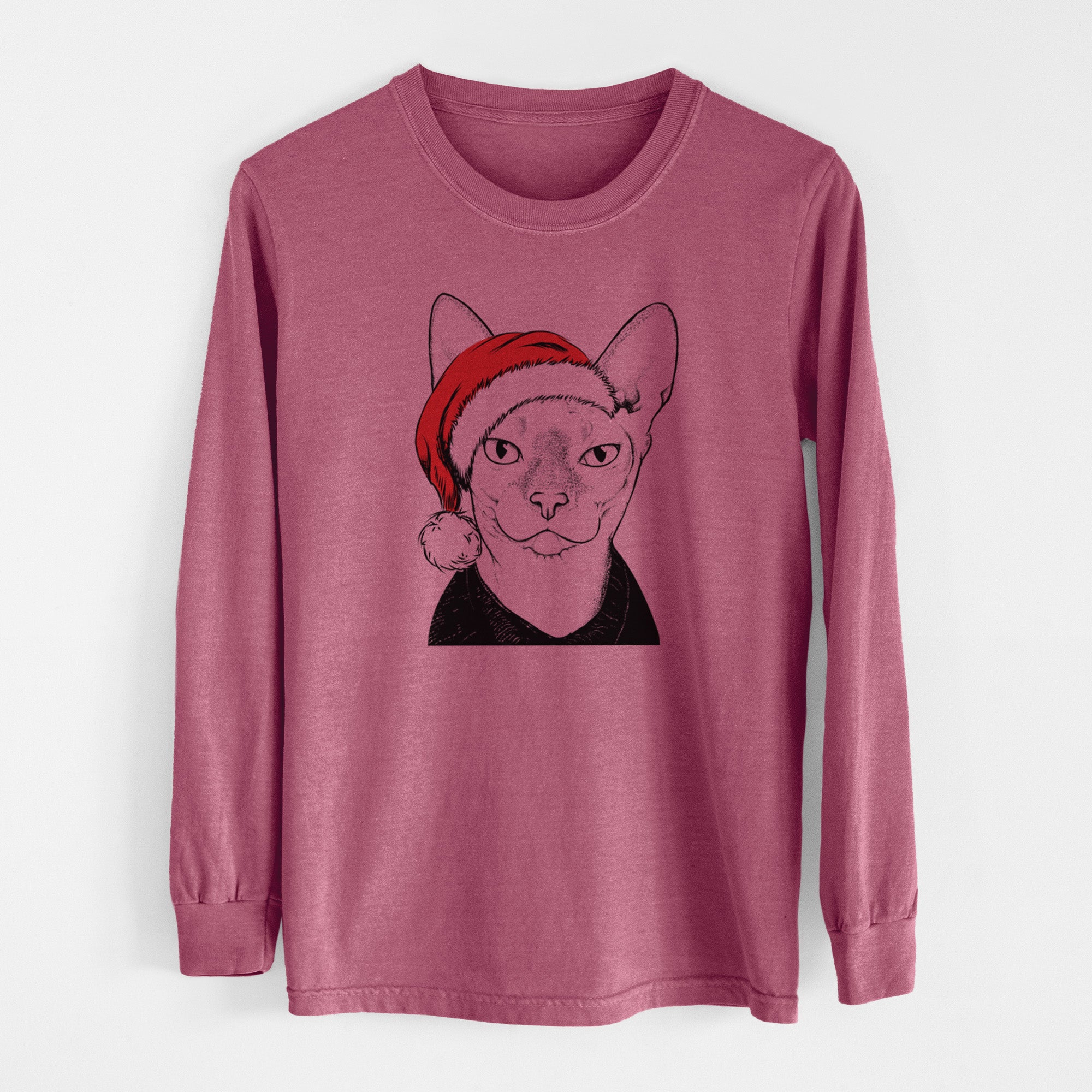 Santa Oliver Watson the Sphynx Cat - Men's Heavyweight 100% Cotton Long Sleeve