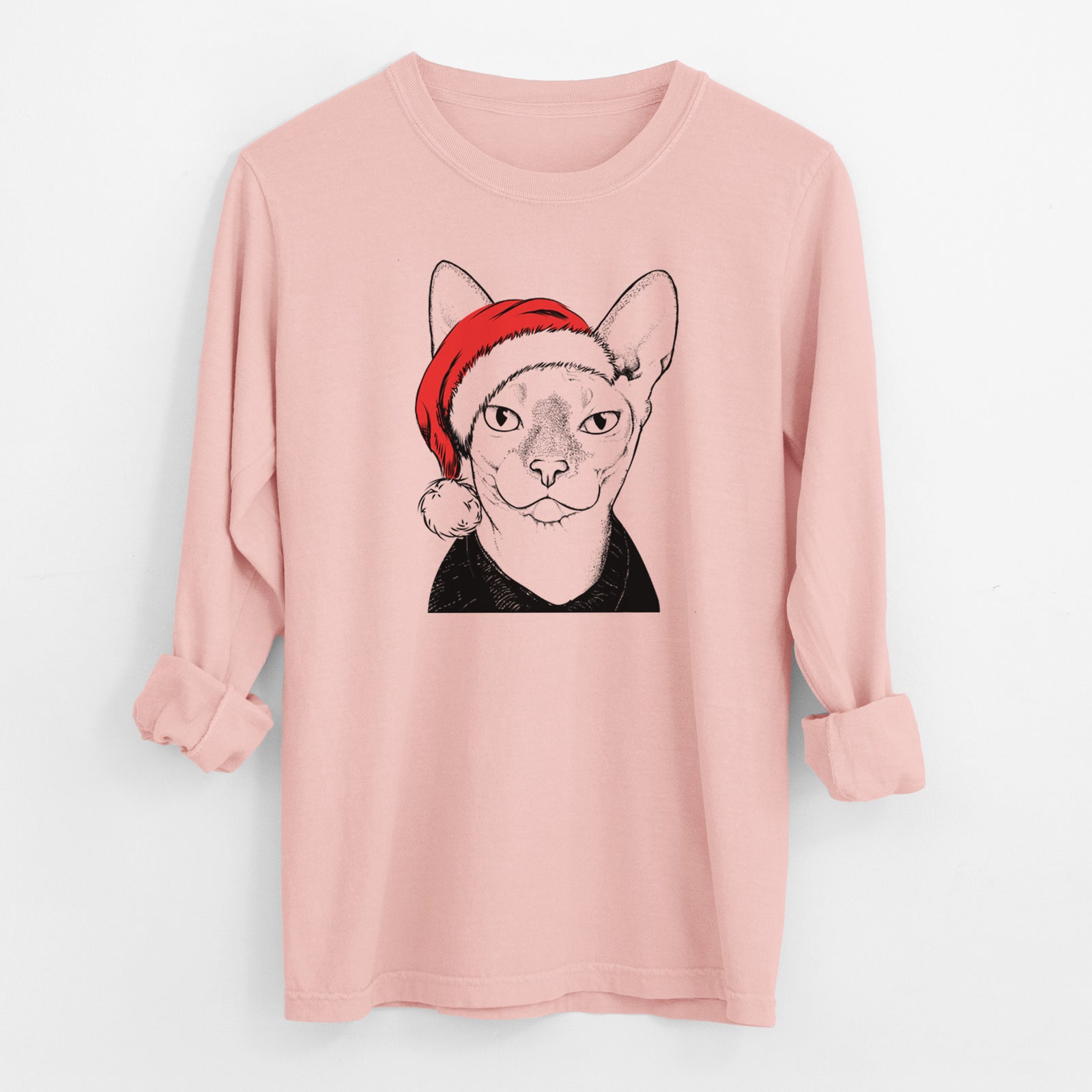 Santa Oliver Watson the Sphynx Cat - Men's Heavyweight 100% Cotton Long Sleeve