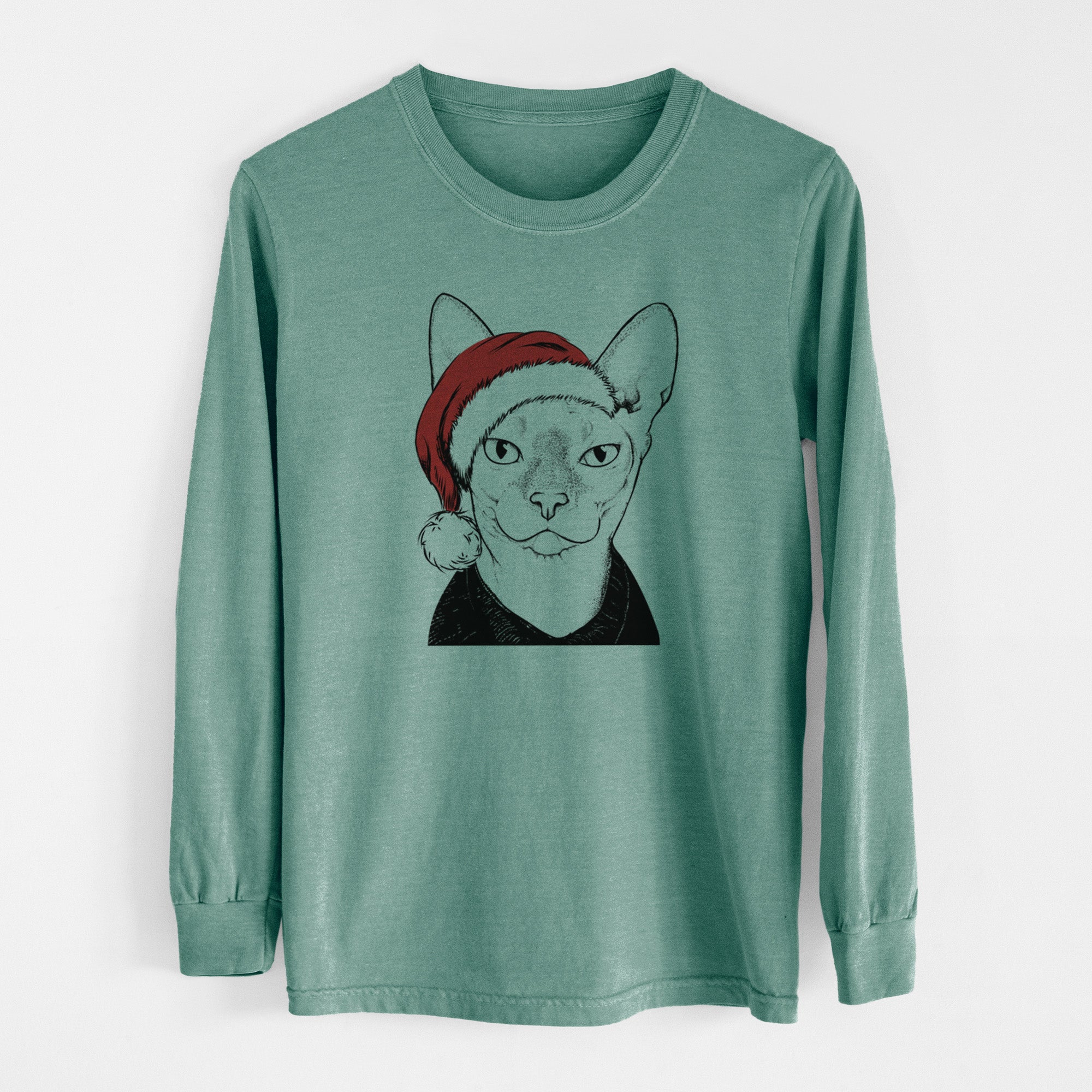 Santa Oliver Watson the Sphynx Cat - Men's Heavyweight 100% Cotton Long Sleeve